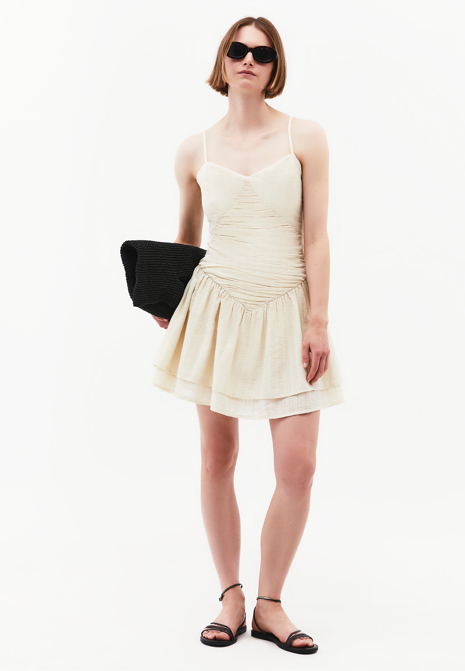 Sleeveless Dress In A-Line With Plaid Pattern - FLAN
