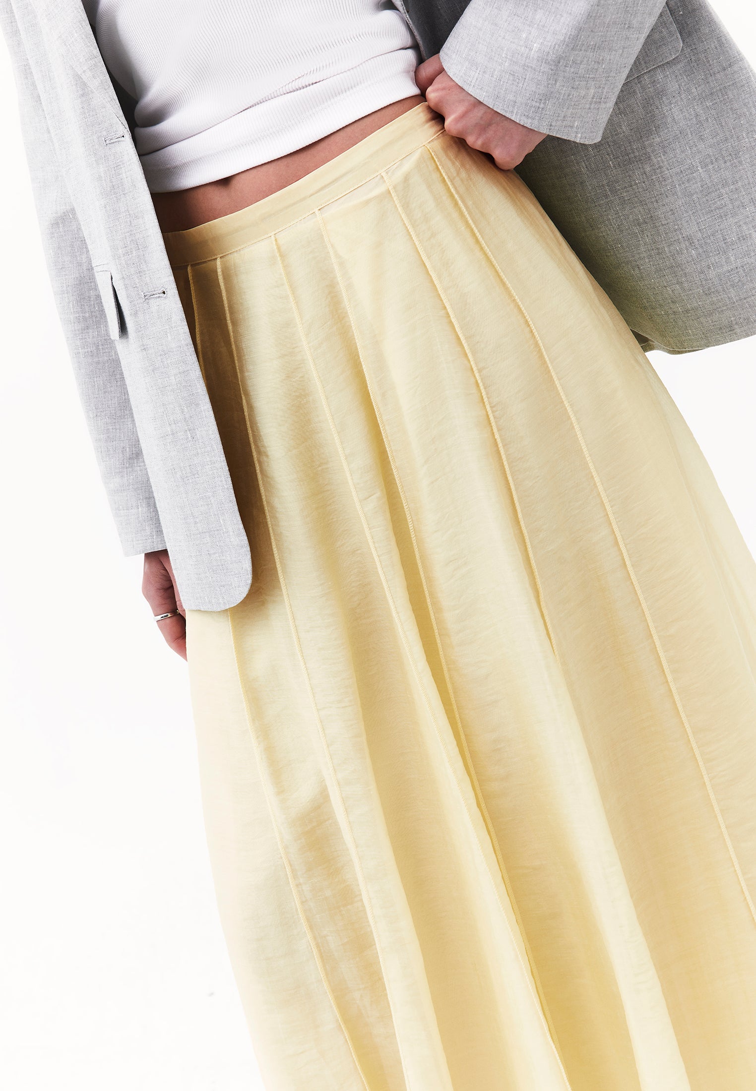 High Waist Flared Midi Skirt - FLAN
