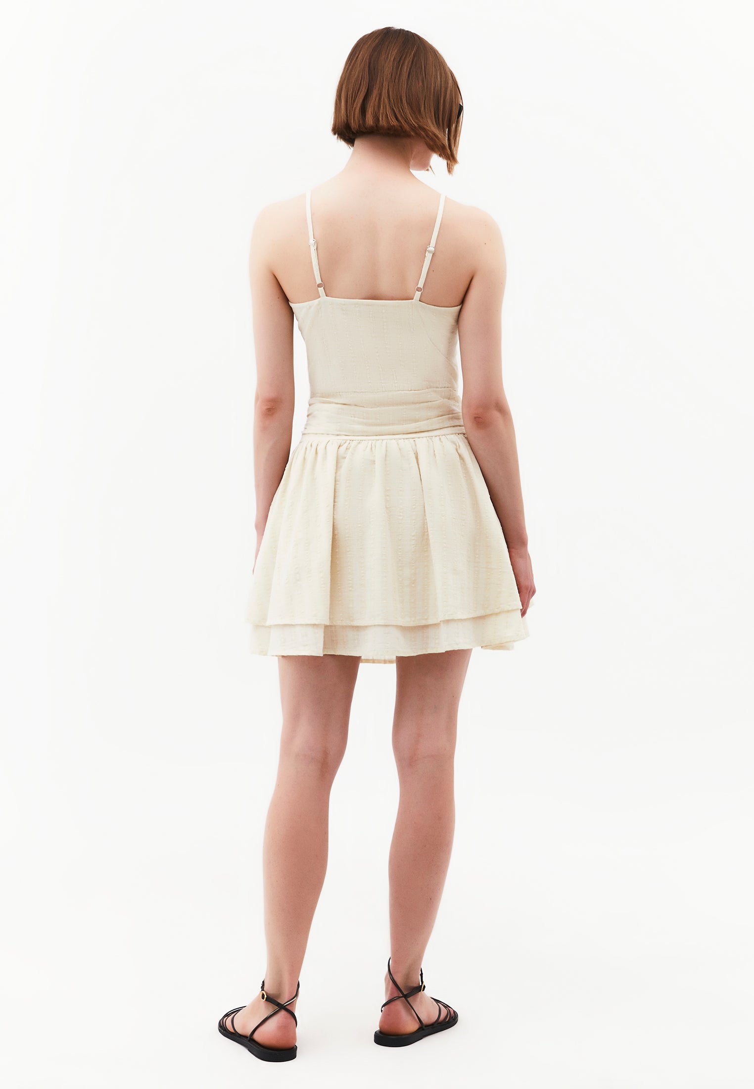 Sleeveless Dress In A-Line With Plaid Pattern - FLAN