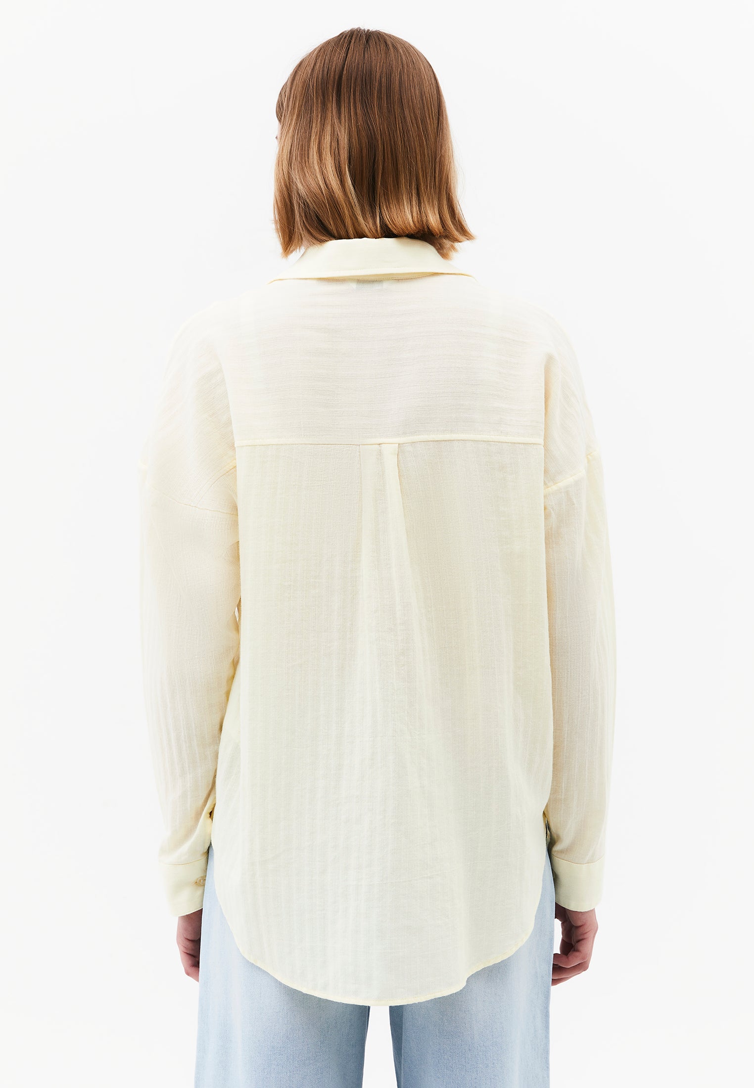 Oversize Long Sleeve Shirt With Pocket Detail - FLAN