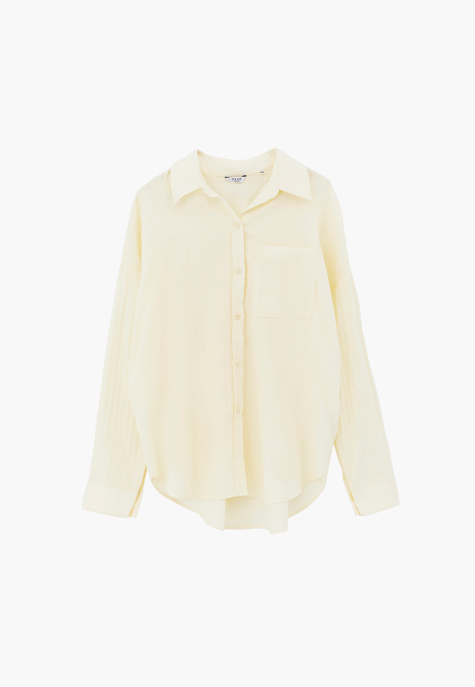 Oversize Long Sleeve Shirt With Pocket Detail - FLAN