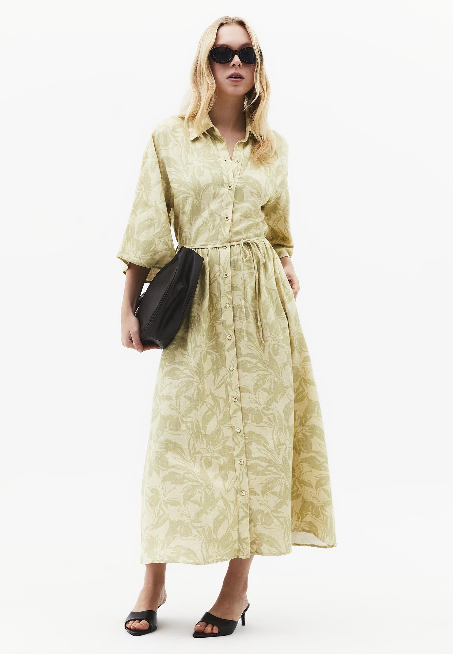 Flared Long Printed Dress - FLORAL COMB