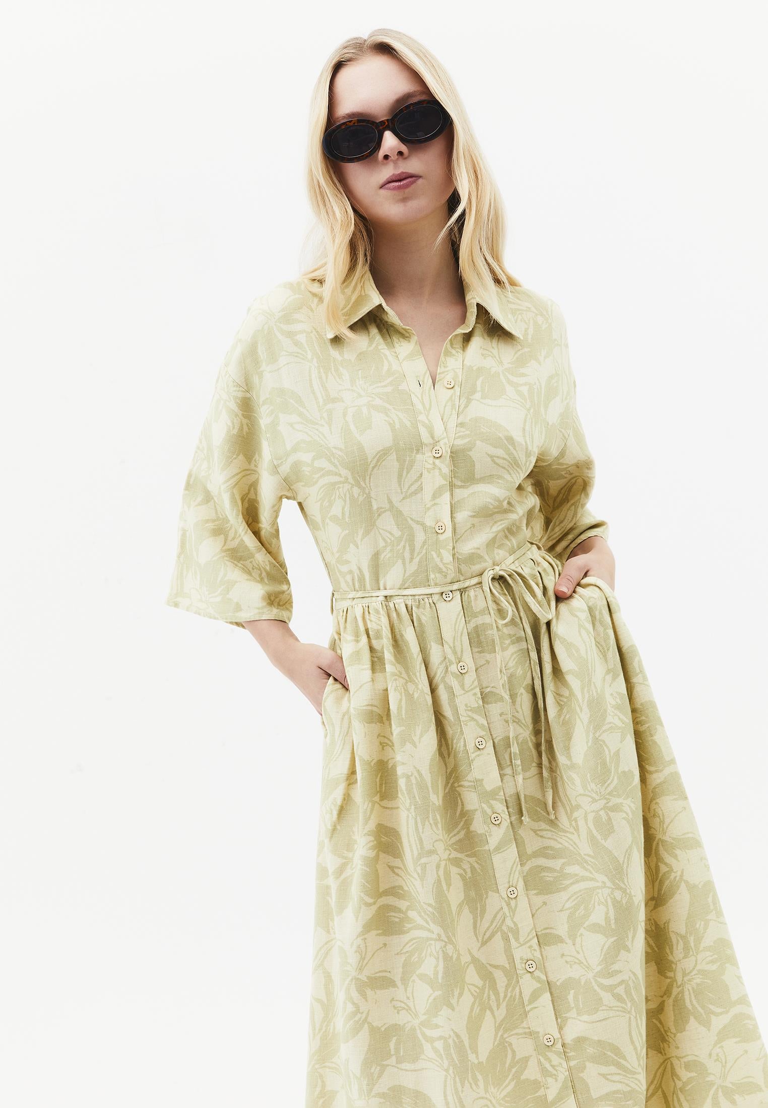 Flared Long Printed Dress - FLORAL COMB