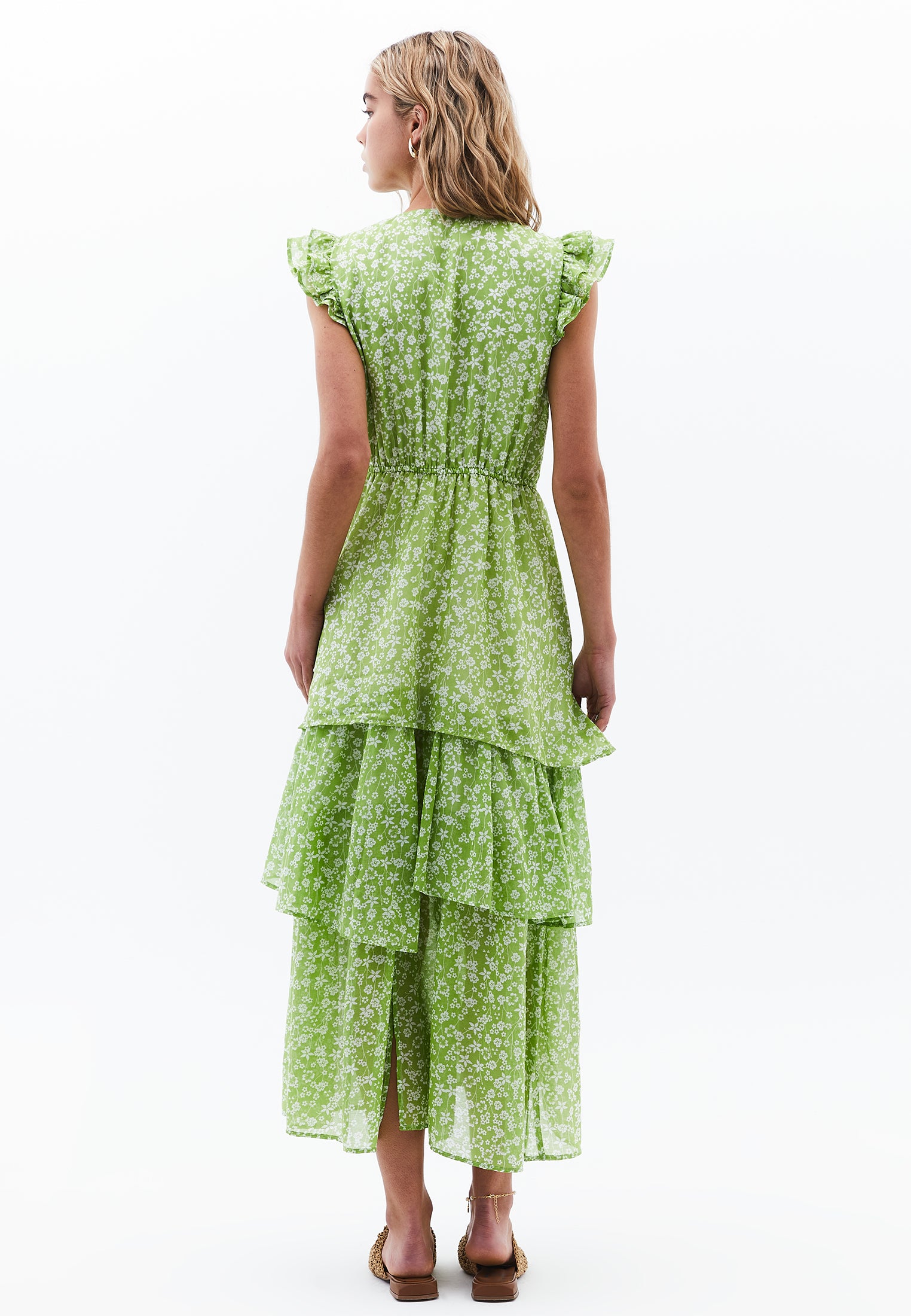 Long Dress With Frill Details - FLORAL COMB