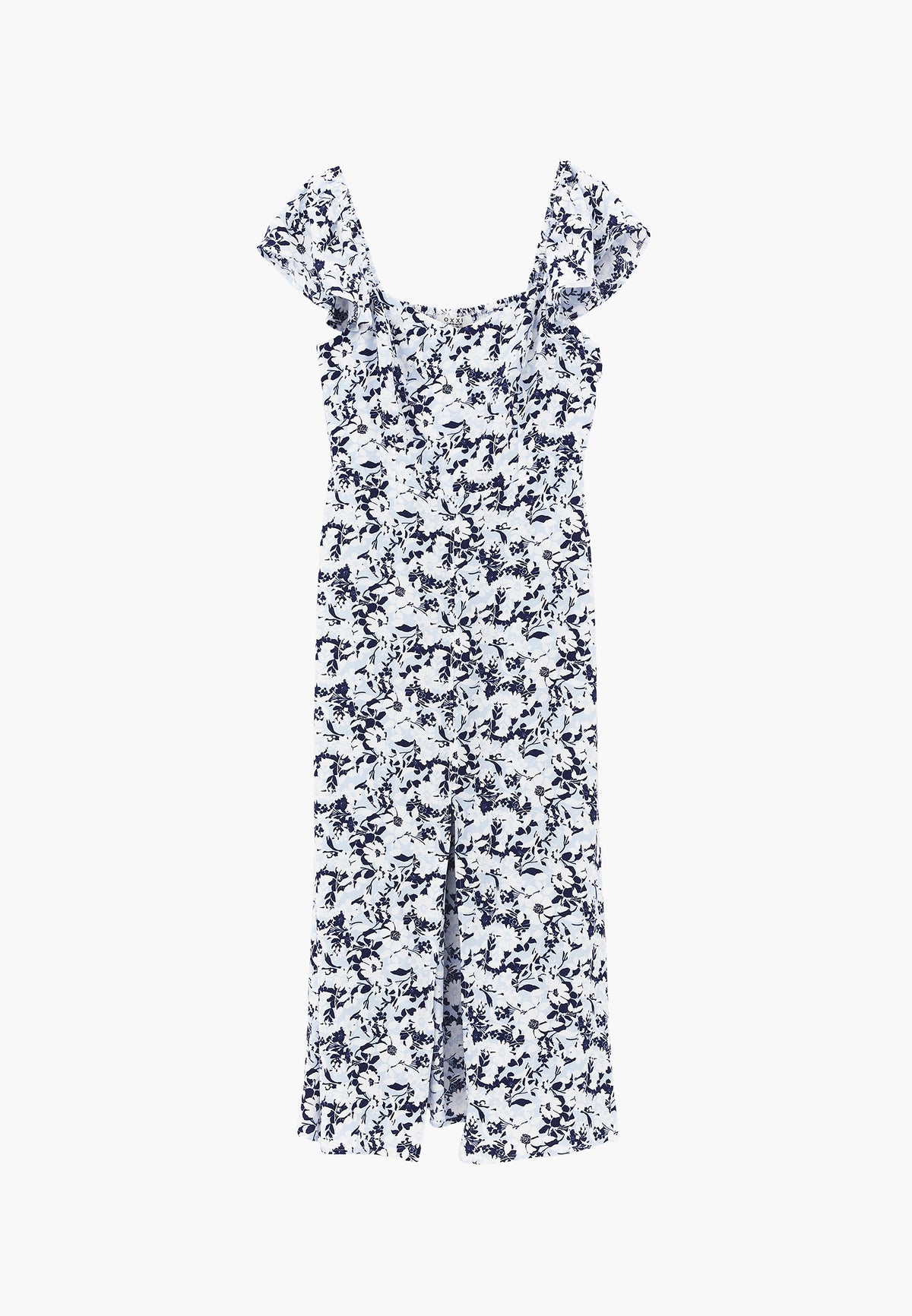 Sweetheart Neck Printed Dress With Slit Detail - FLORAL COMB