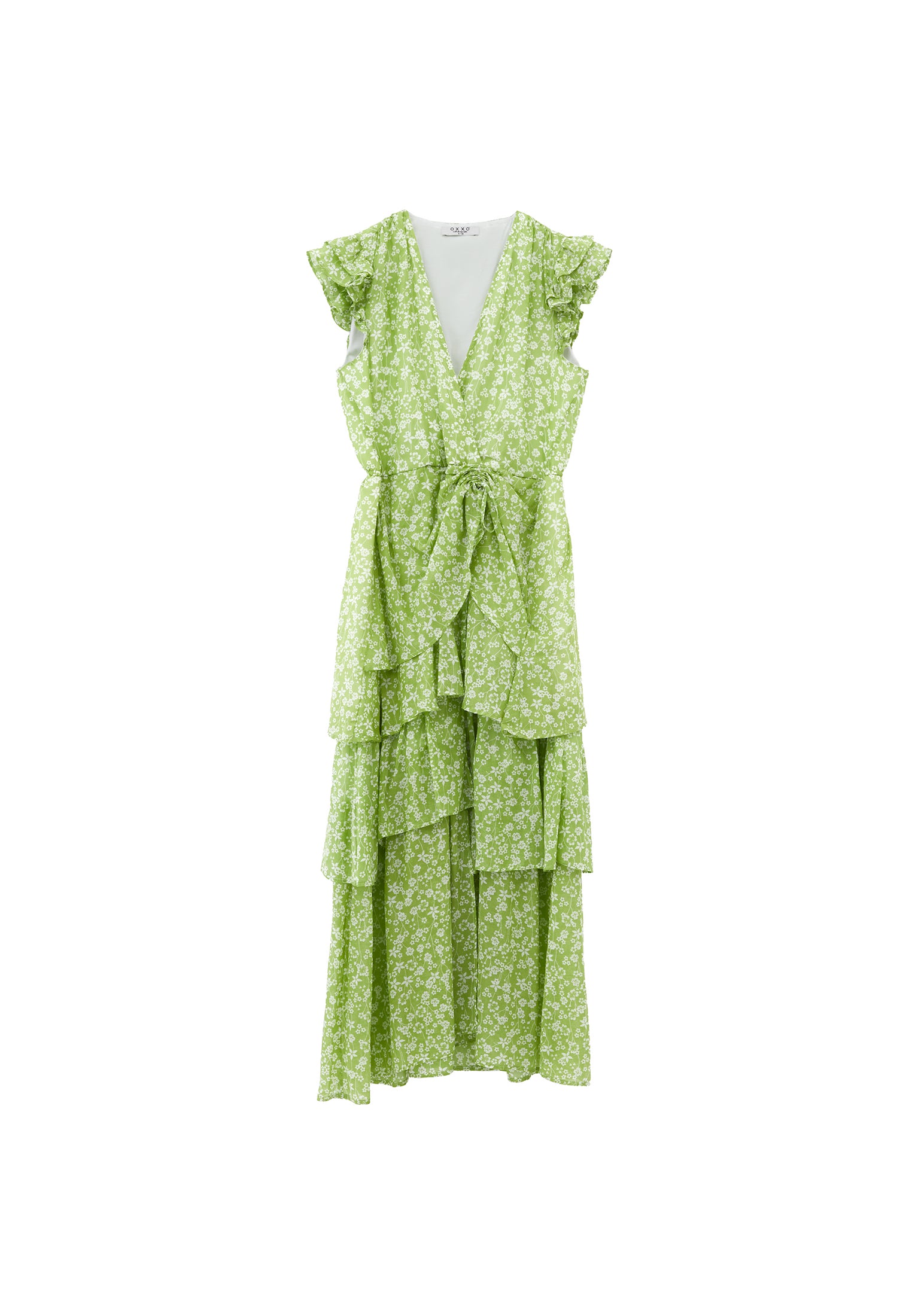 Long Dress With Frill Details - FLORAL COMB