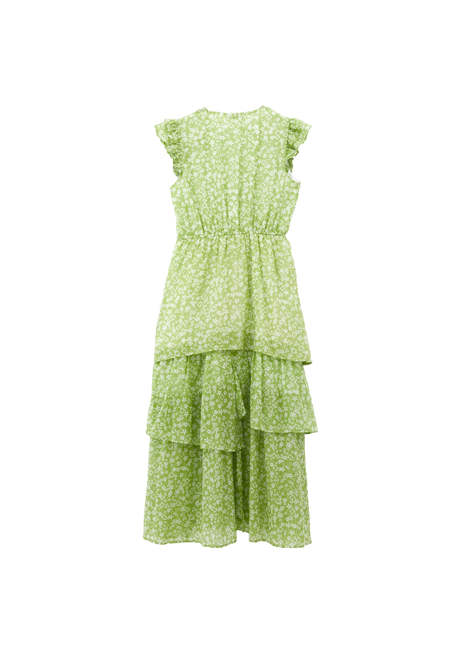 Long Dress With Frill Details - FLORAL COMB