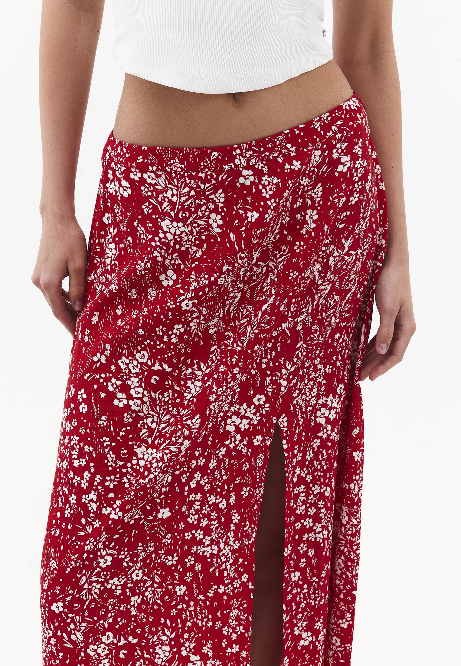 High Waist Printed Flared Midi Skirt - FLORAL PRINT