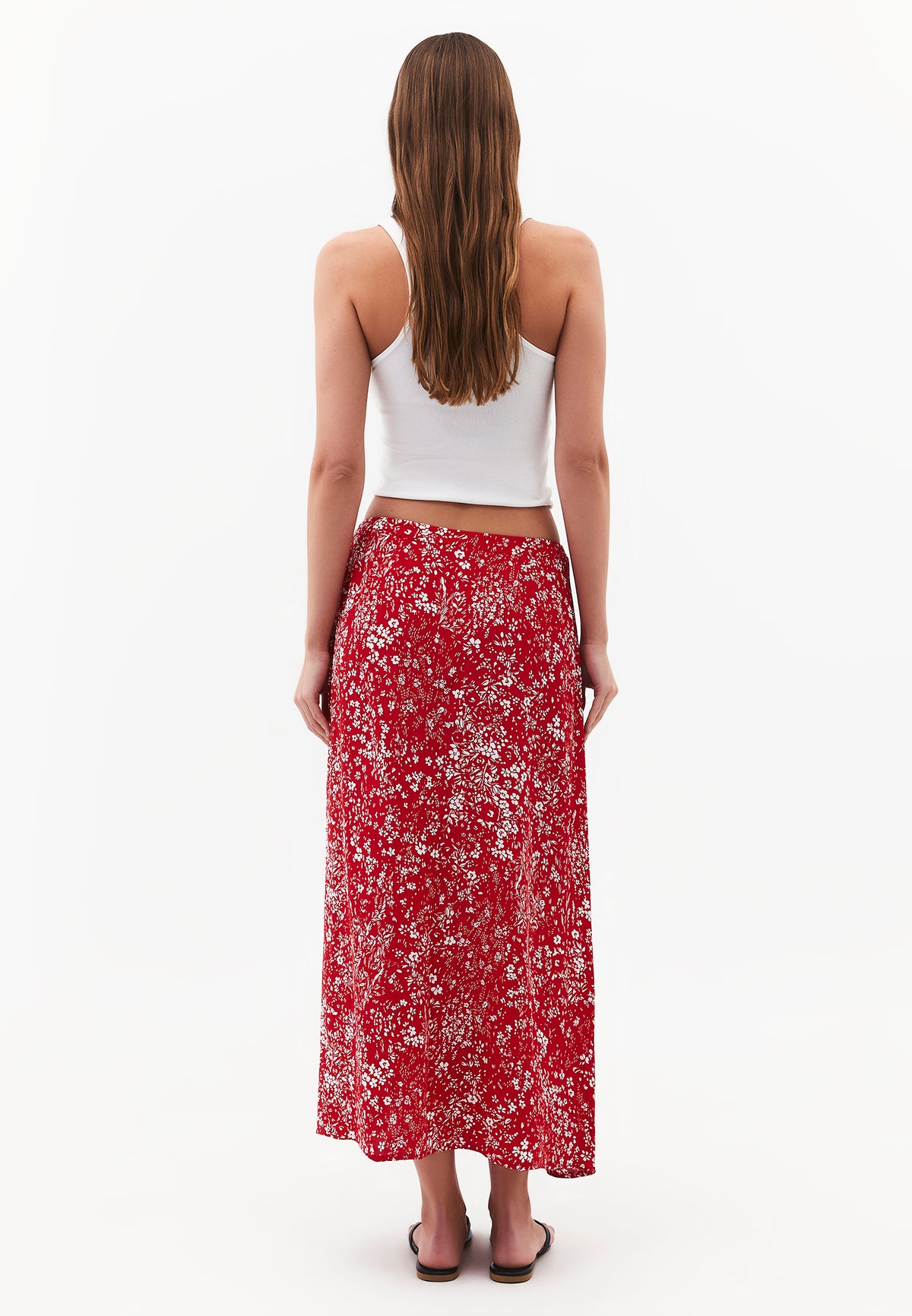 High Waist Printed Flared Midi Skirt - FLORAL PRINT