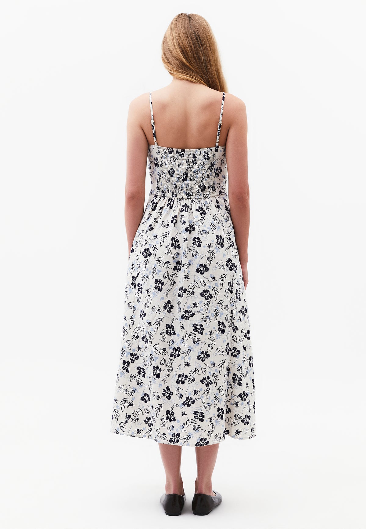 Square Neck Flared Midi Dress - Mix Color