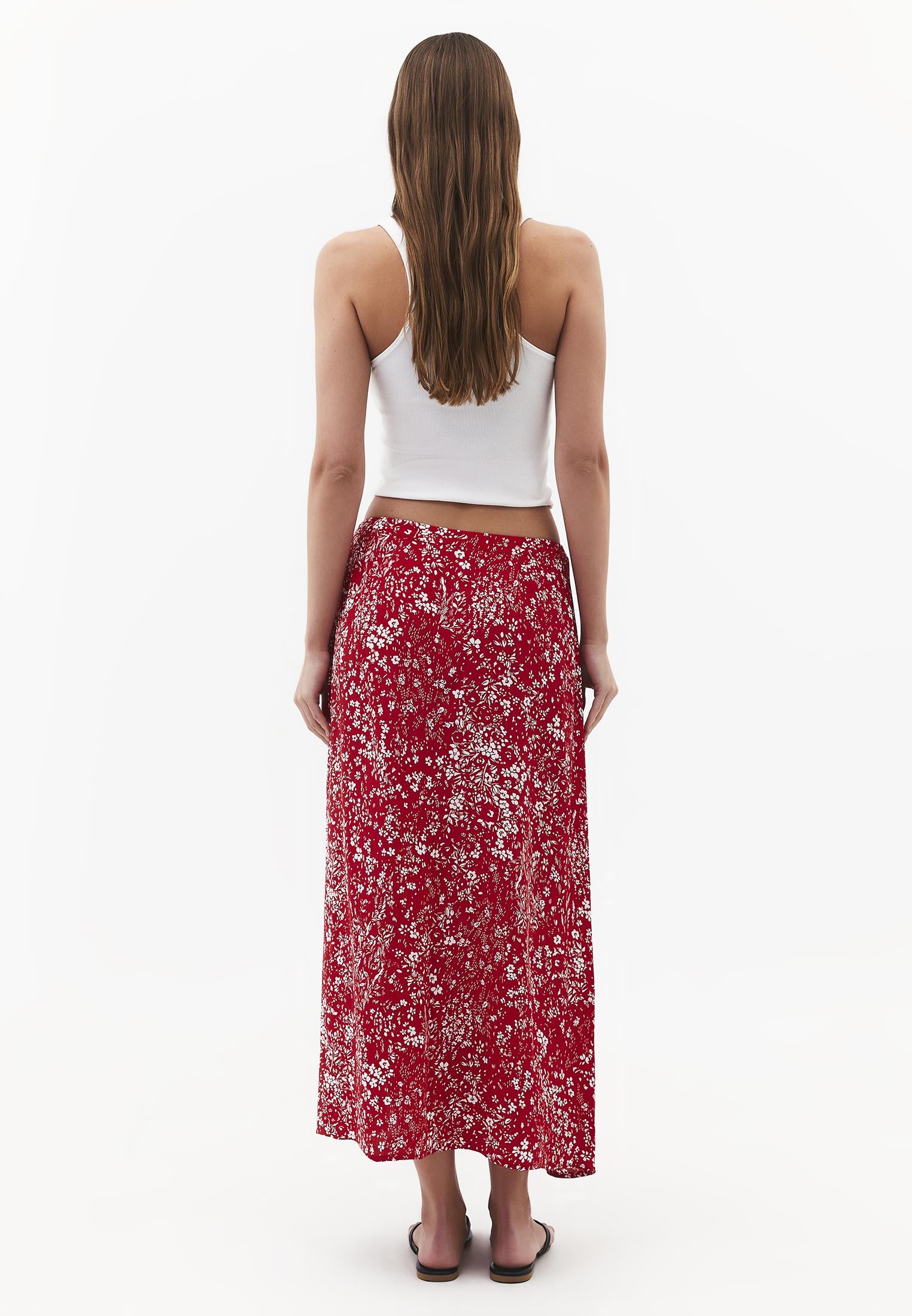 High Waist Printed Flared Midi Skirt - FLORAL PRINT