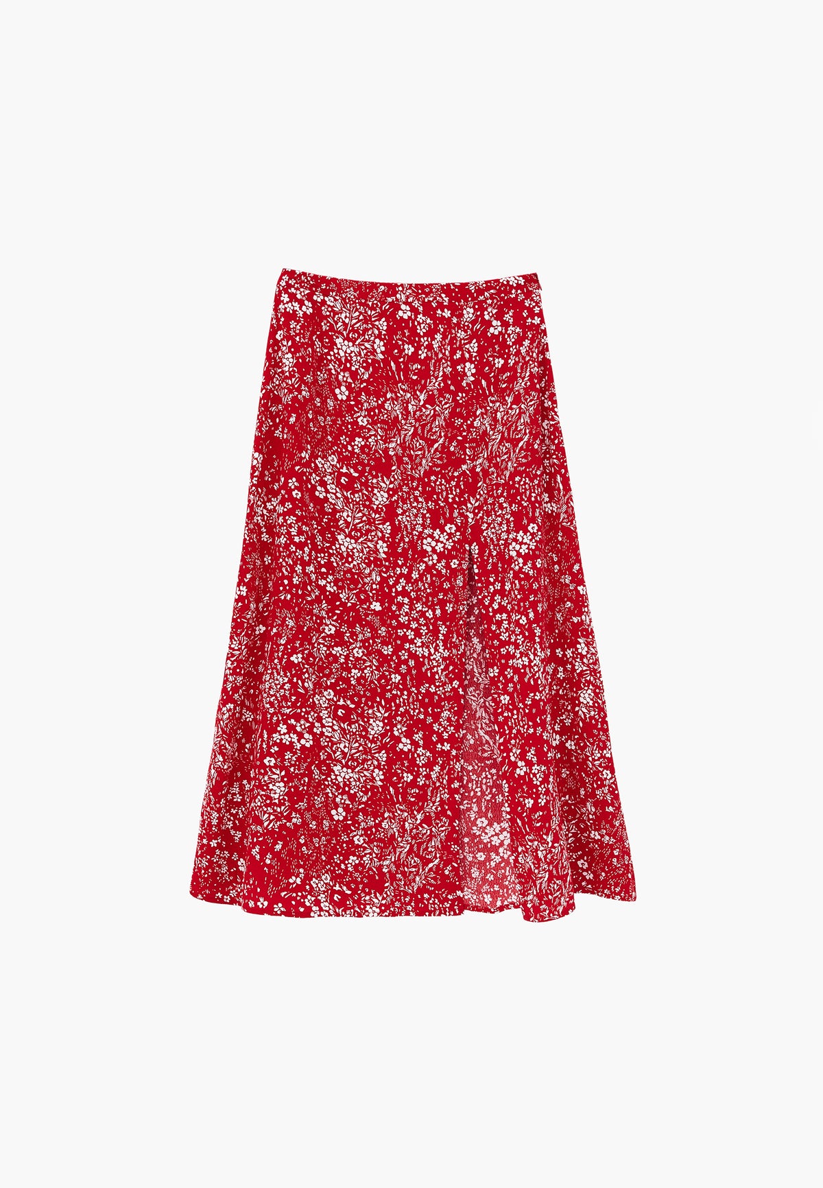 High Waist Printed Flared Midi Skirt - FLORAL PRINT