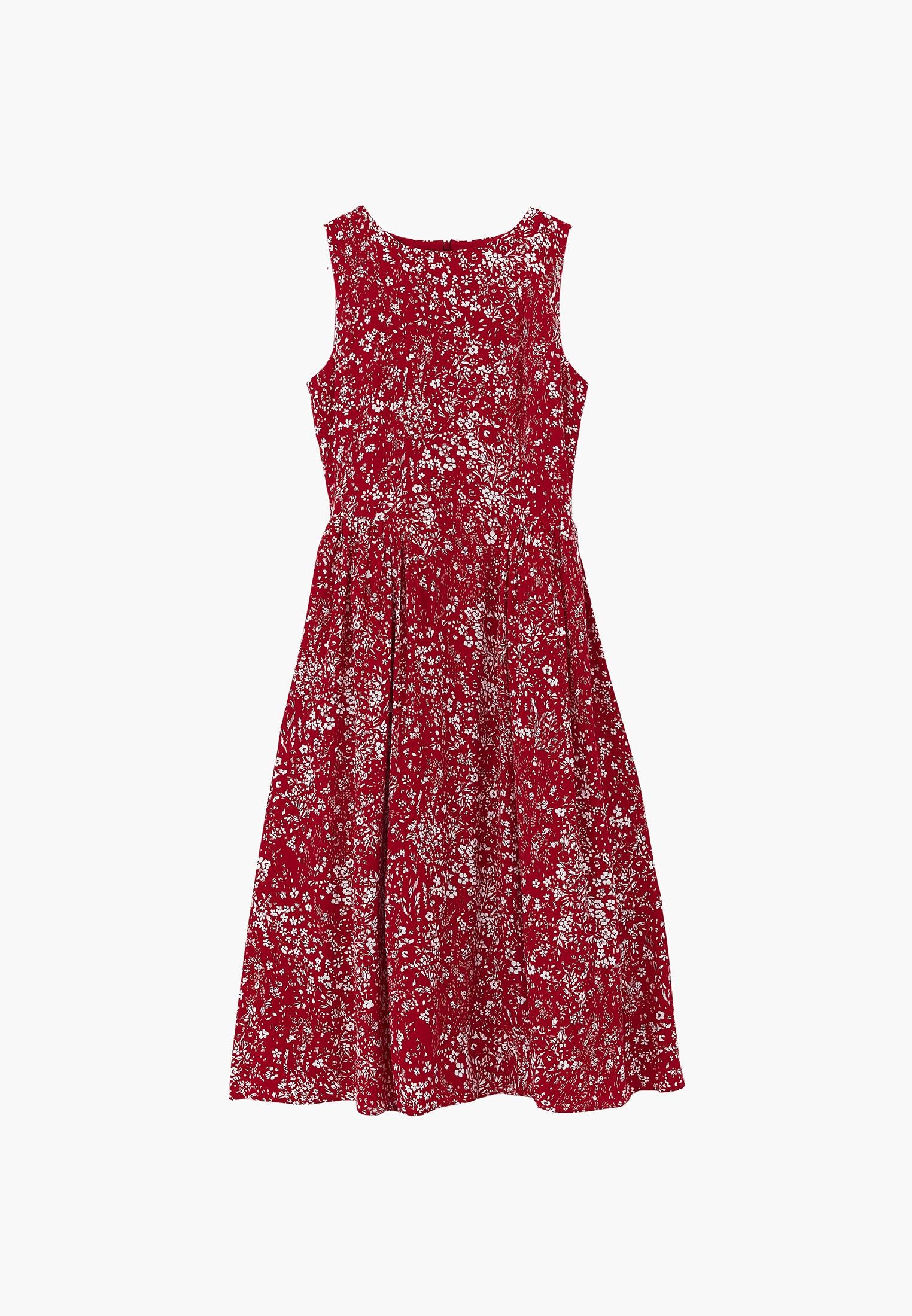 Printed Ruched Midi Dress - FLORAL PRINT
