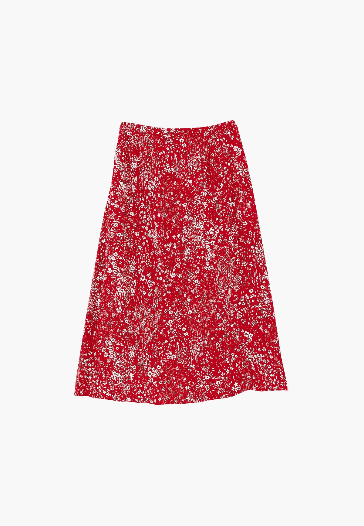 High Waist Printed Flared Midi Skirt - FLORAL PRINT