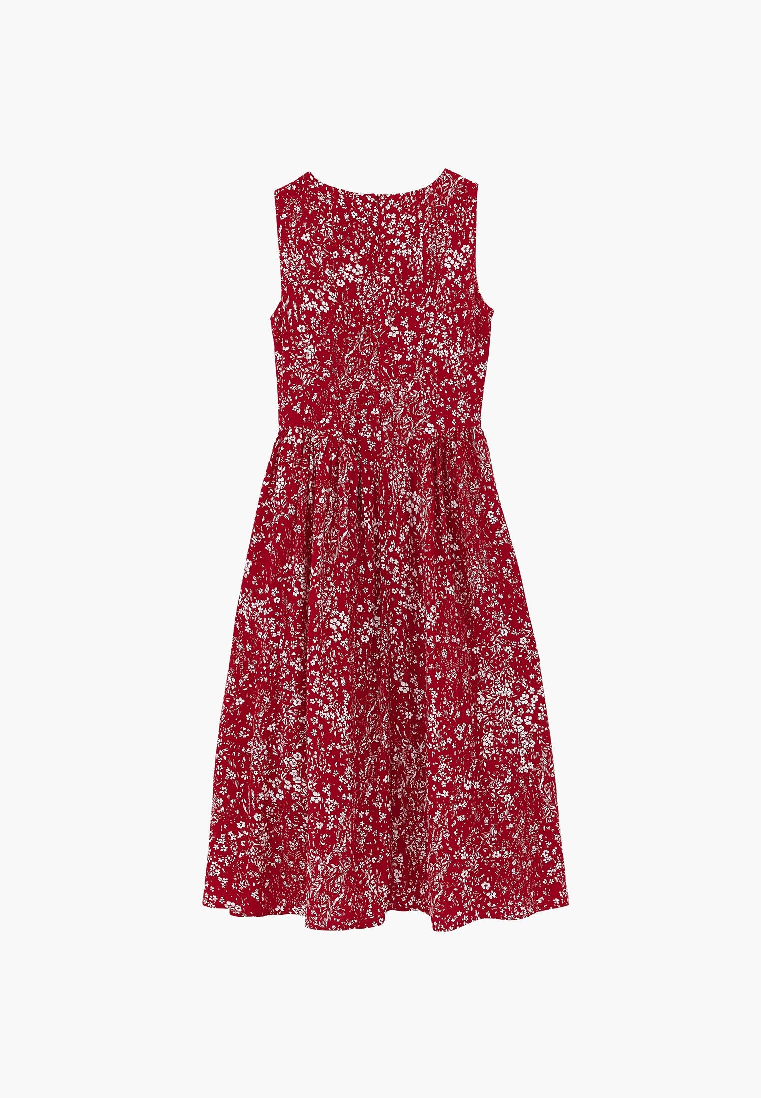 Printed Ruched Midi Dress - FLORAL PRINT