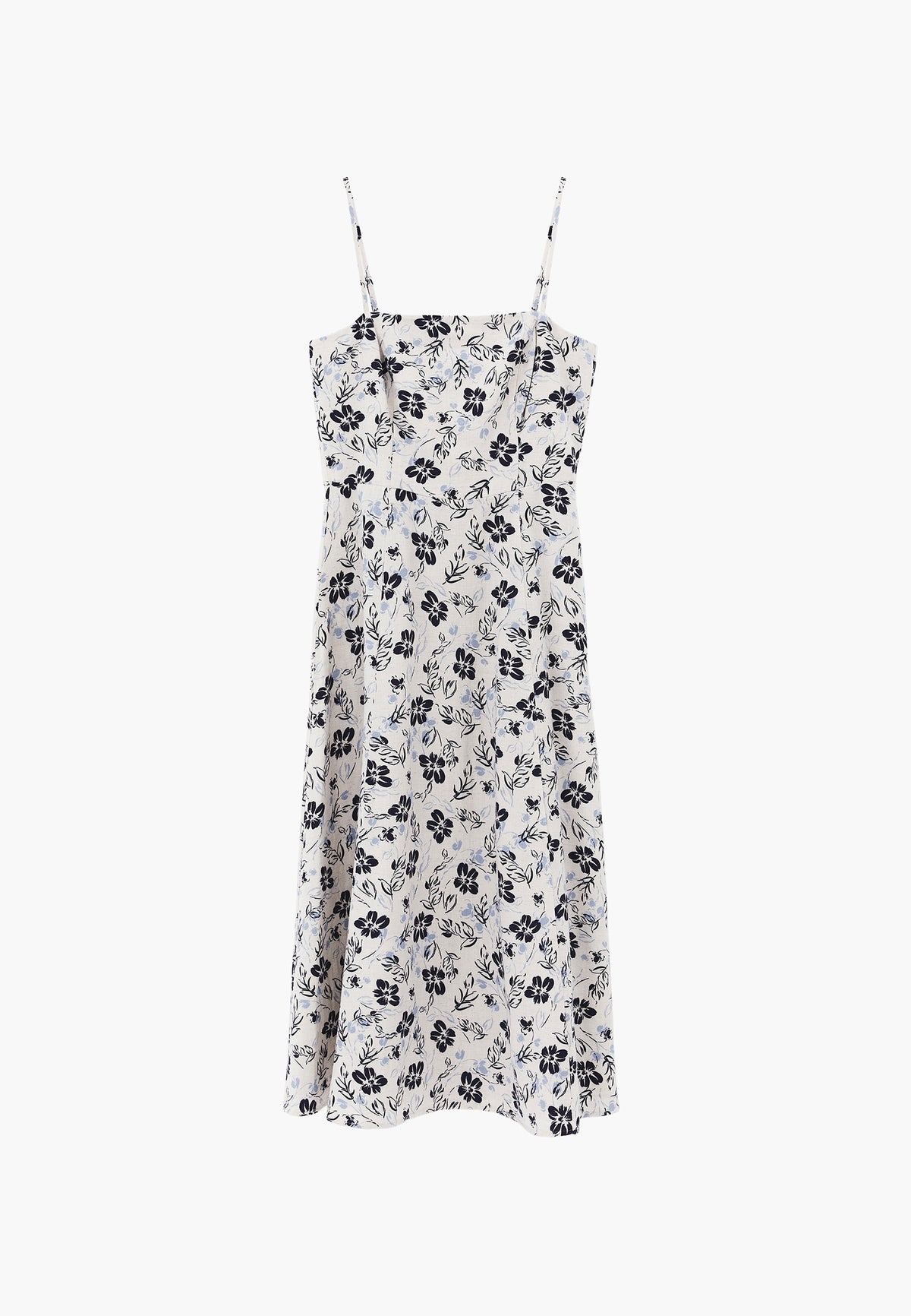 Square Neck Flared Midi Dress - Mix Color