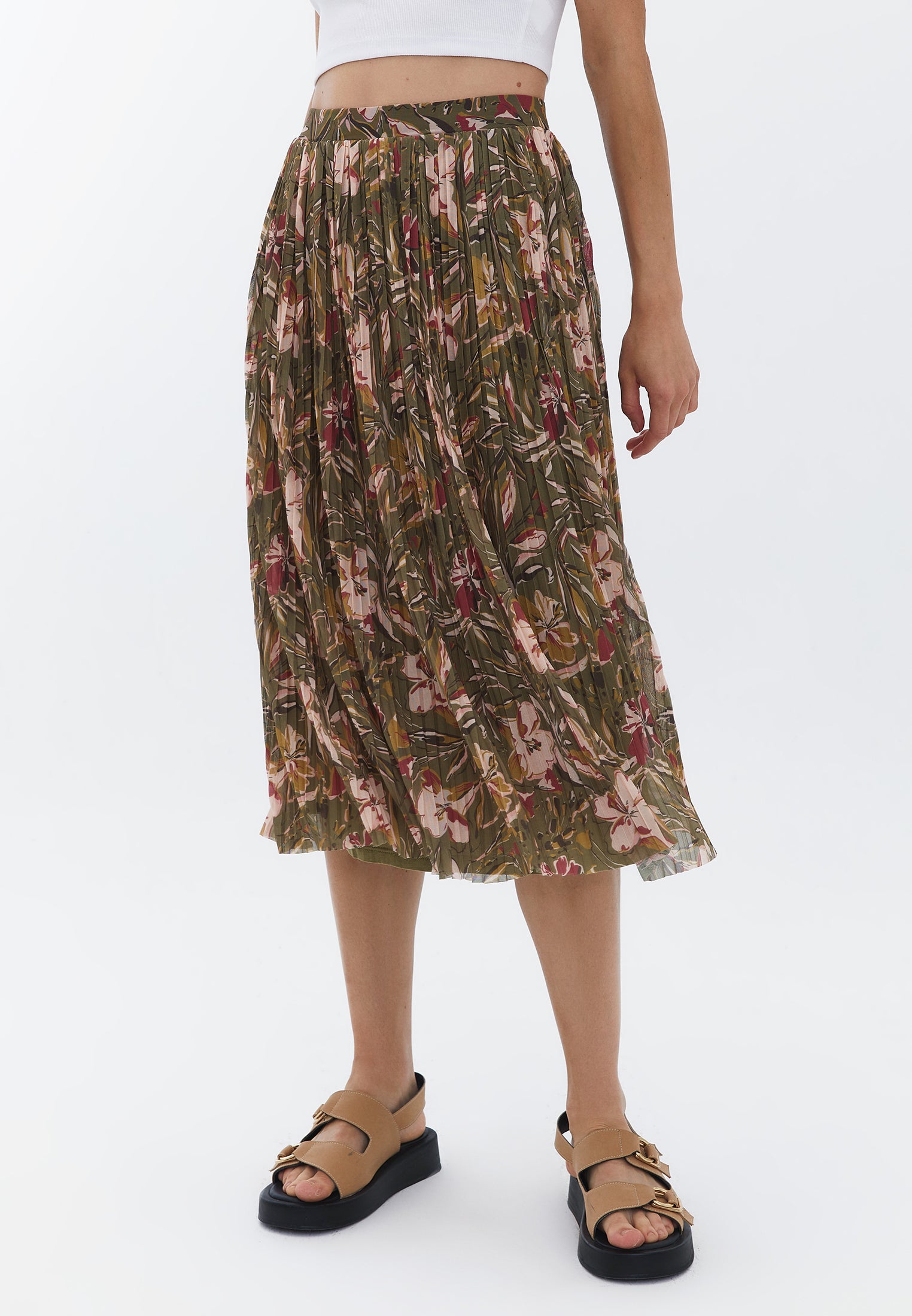 A line midi skirt - FLOWER COMB