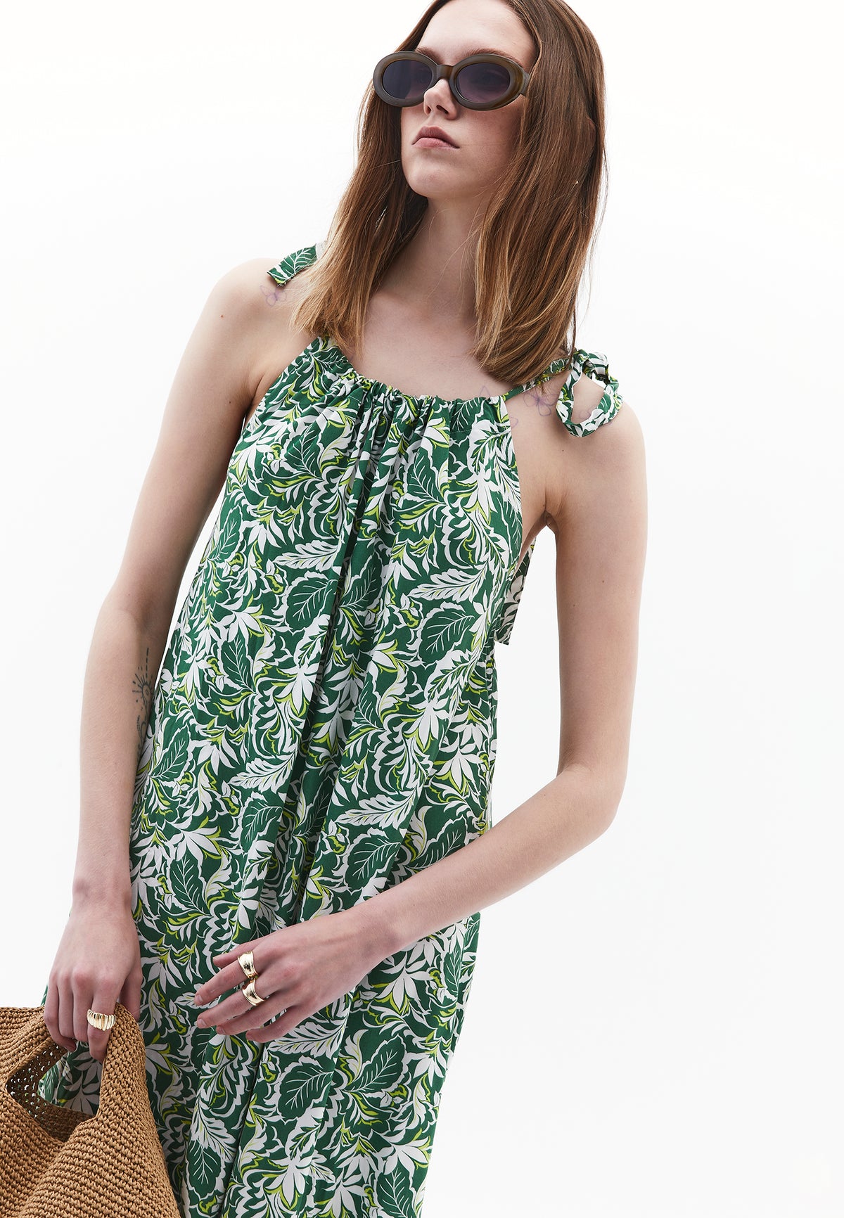 Halter Neck Tie Dress - Mix Color