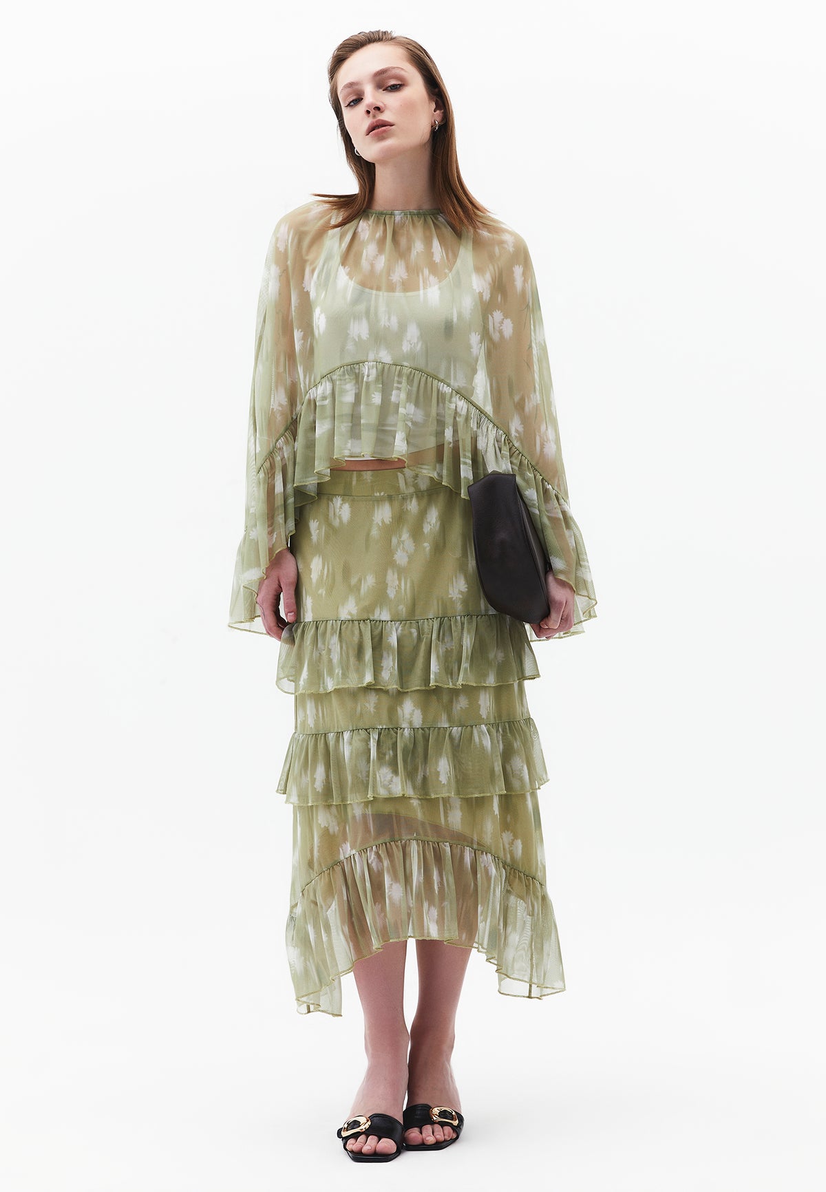 Kimono With Ruffle Details And Bateau Neck - FLOWER COMB