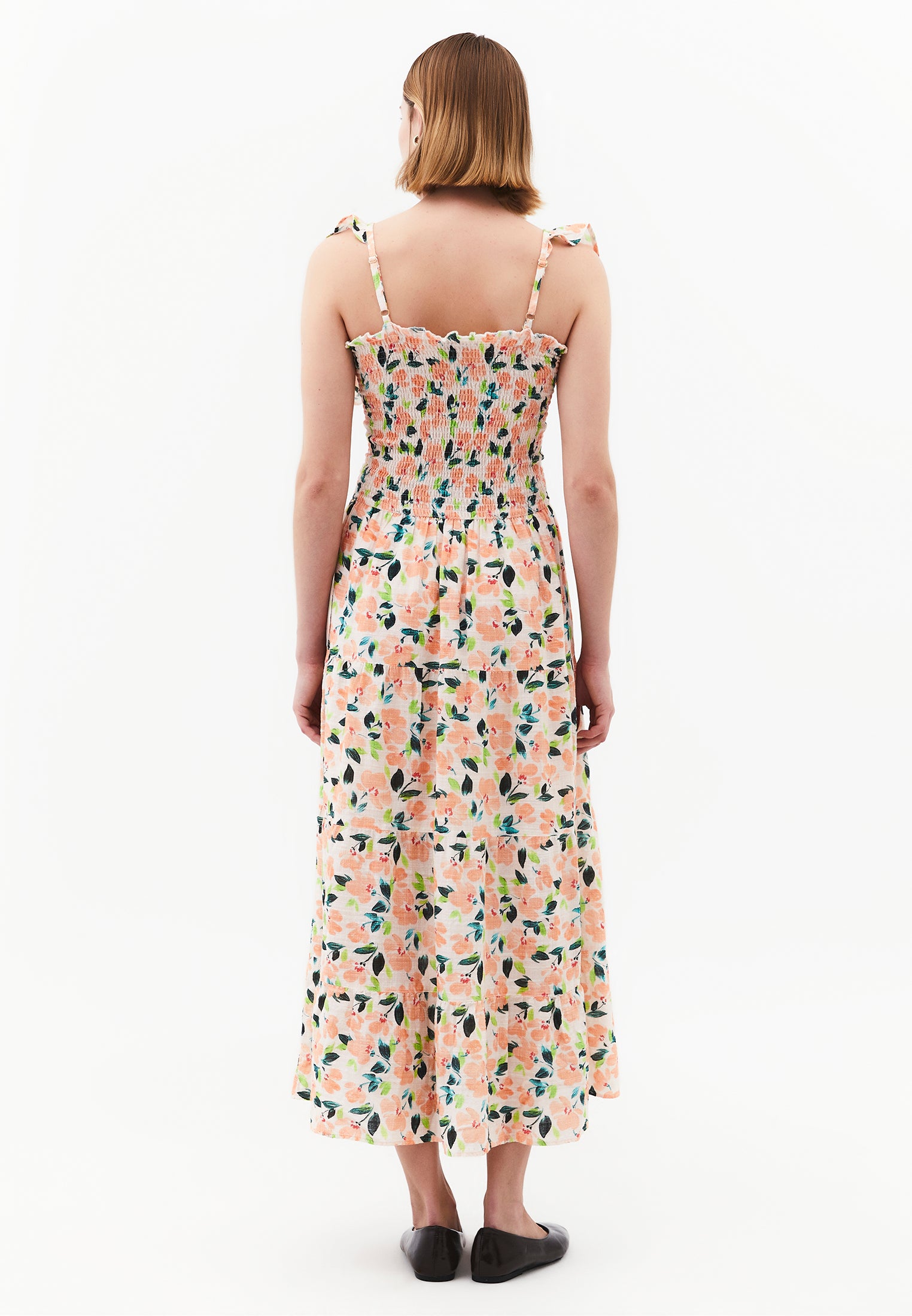 Long Dress With Butterfly Sleeves And Square Neckline - FLOWER COMB