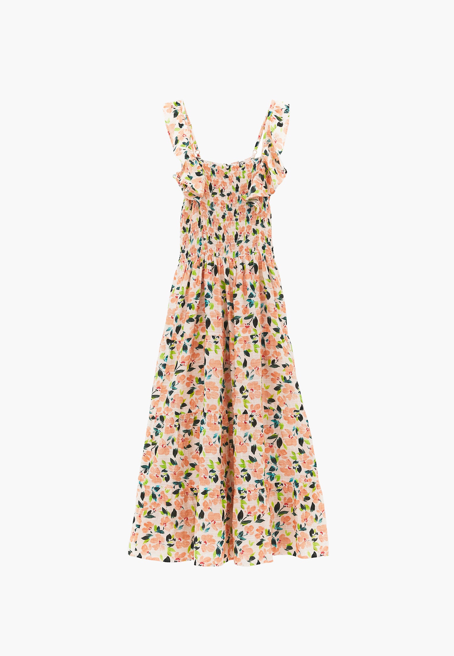 Long Dress With Butterfly Sleeves And Square Neckline - FLOWER COMB