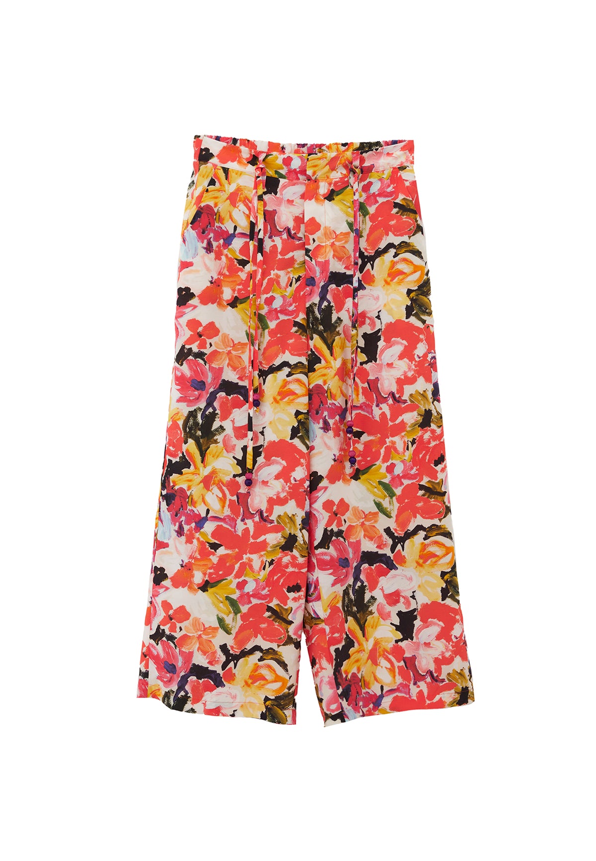 Wide Leg Midi Pants - Mix Color