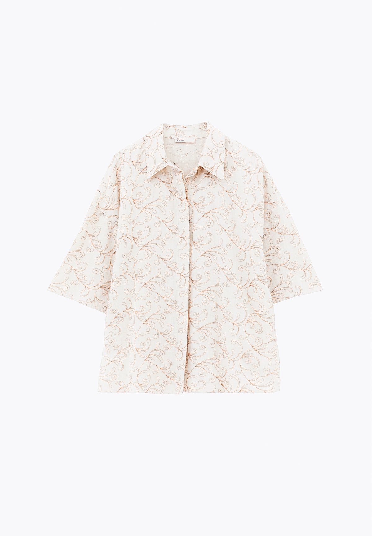 Shirt Collar Embroidered Tunic Shirt - Mix Color