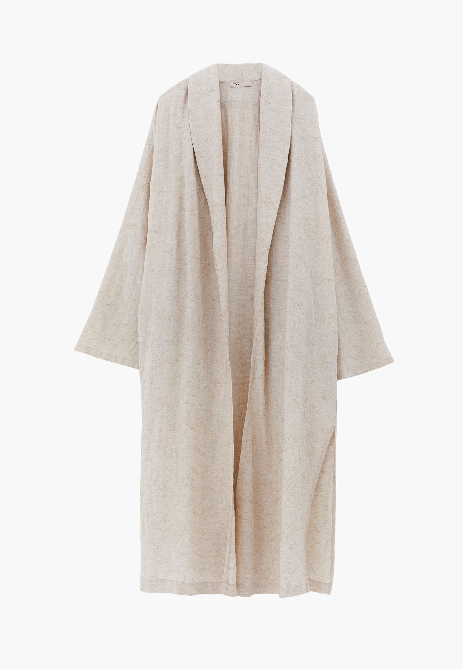 Long Kimono With Embroidery Detail - FLOWER COMB