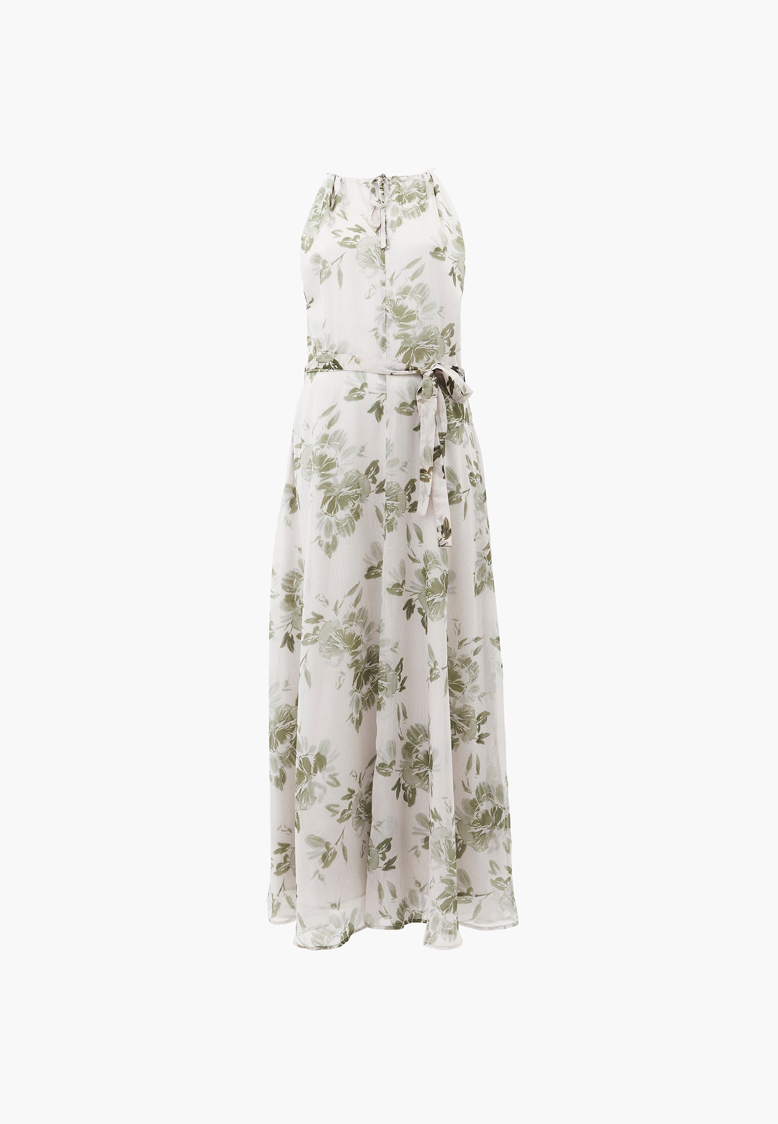 Halter Neck Long Printed Dress - FLOWER COMB