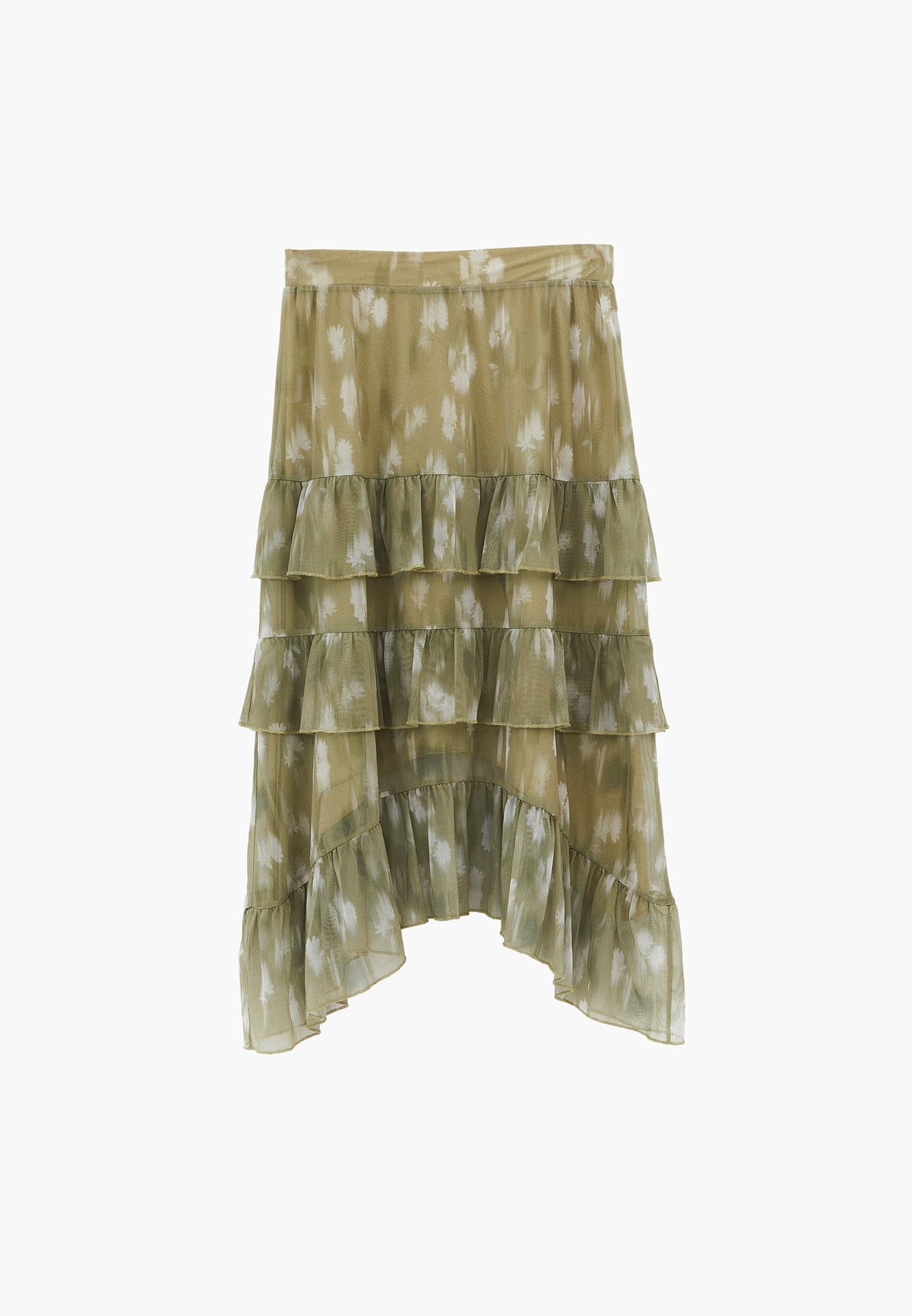 Long High Waist Printed Ruffled Skirt - FLOWER COMB