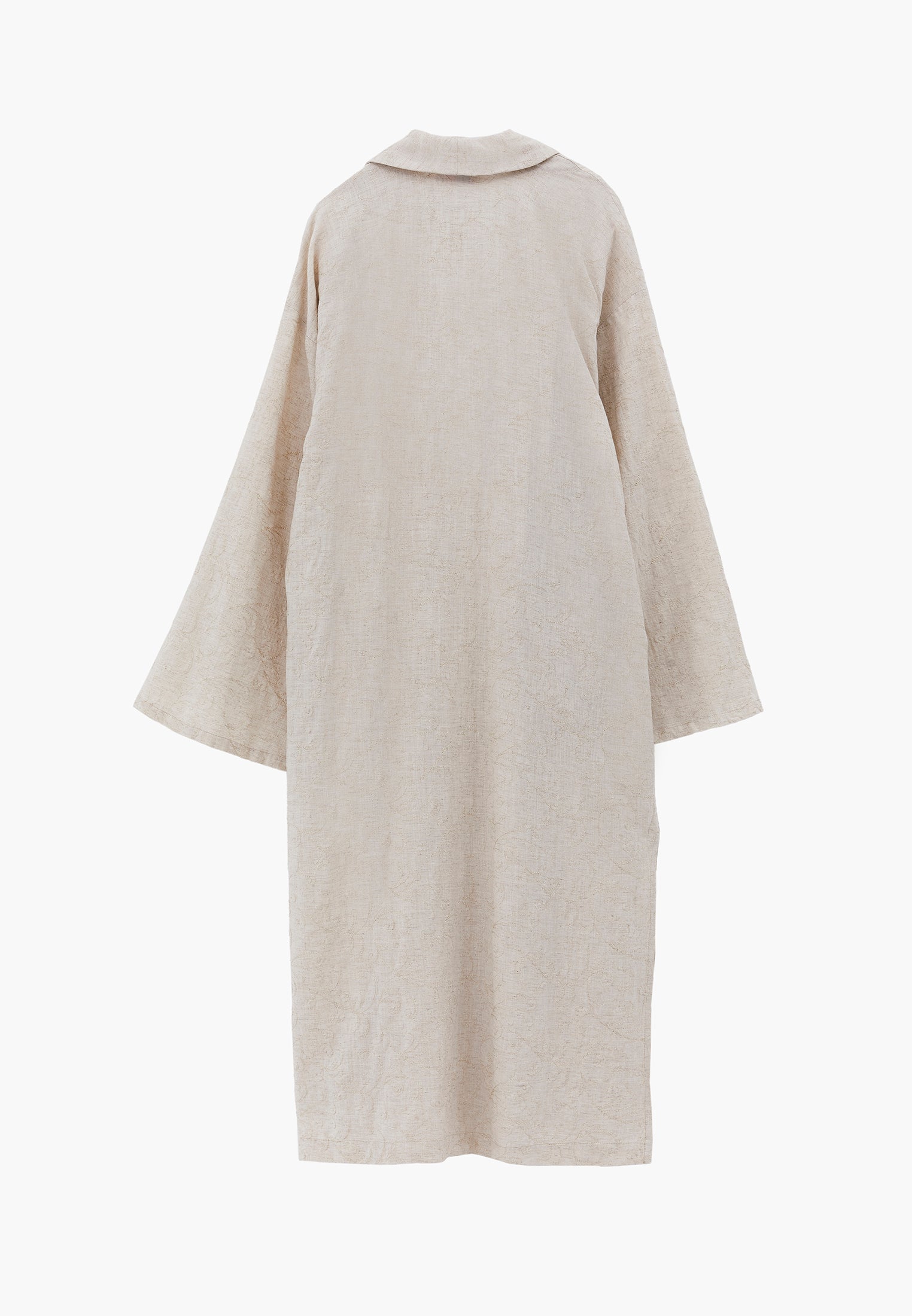 Long Kimono With Embroidery Detail - FLOWER COMB