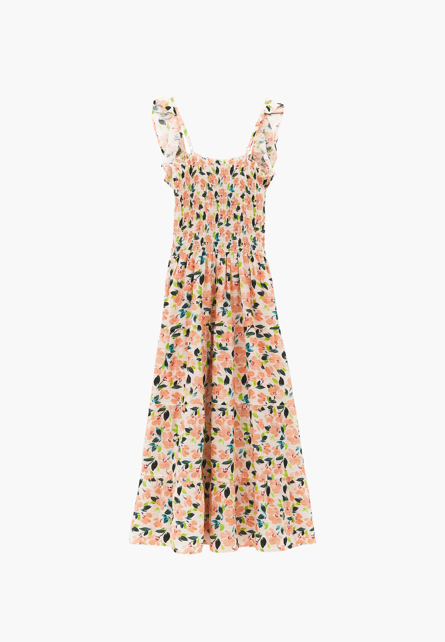 Long Dress With Butterfly Sleeves And Square Neckline - FLOWER COMB