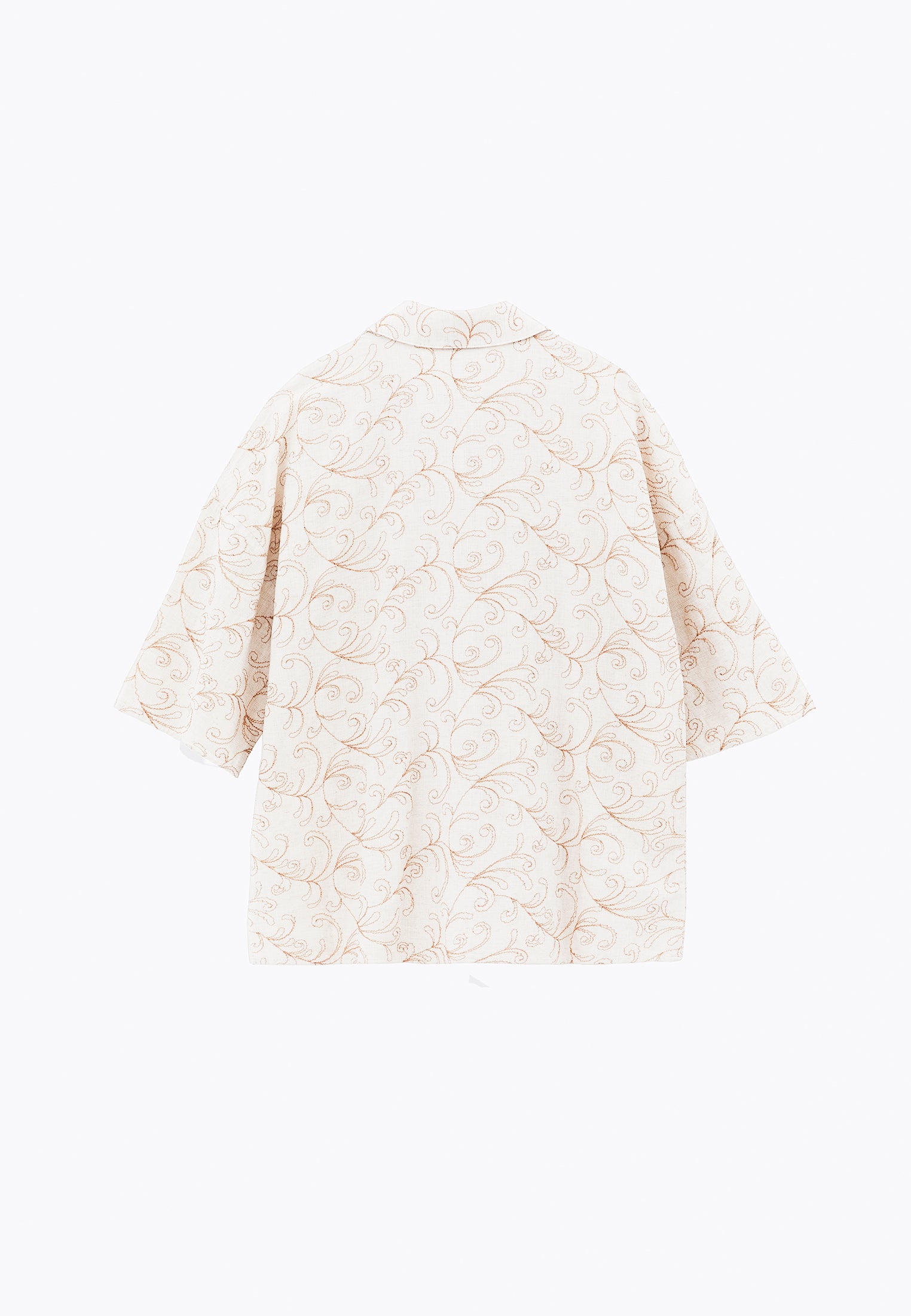 Shirt Collar Embroidered Tunic Shirt - FLOWER COMB