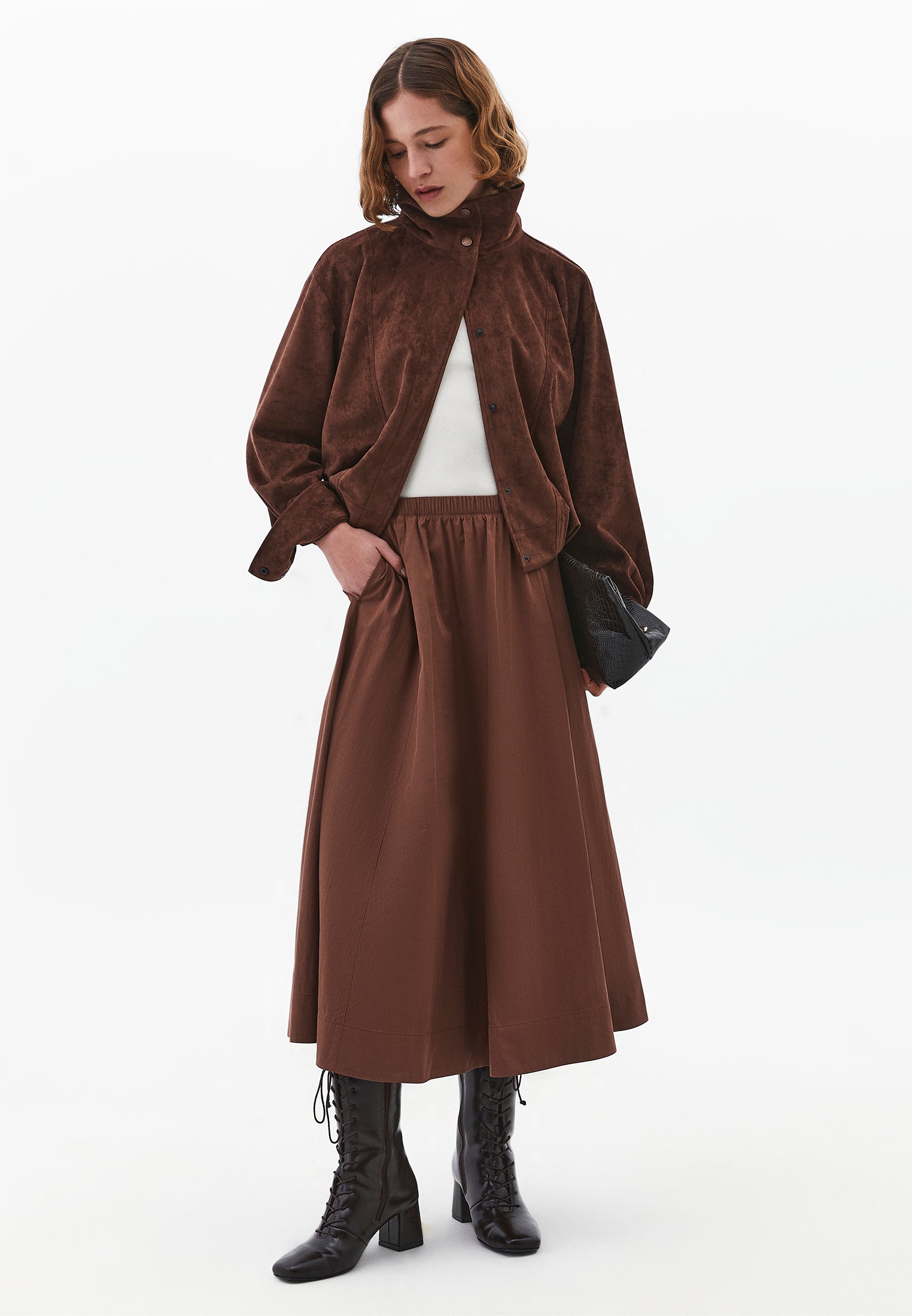 High Waist Flared Skirt - FONDUE FUDGE