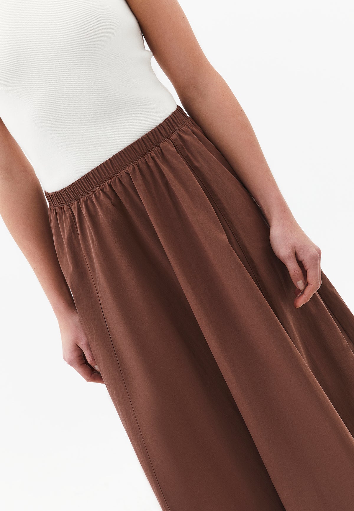 High Waist Flared Skirt - Brown