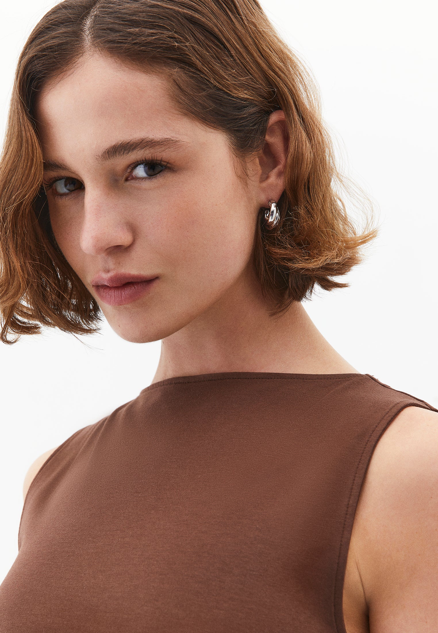 Boat Neck Bodycon Tank Top - FONDUE FUDGE