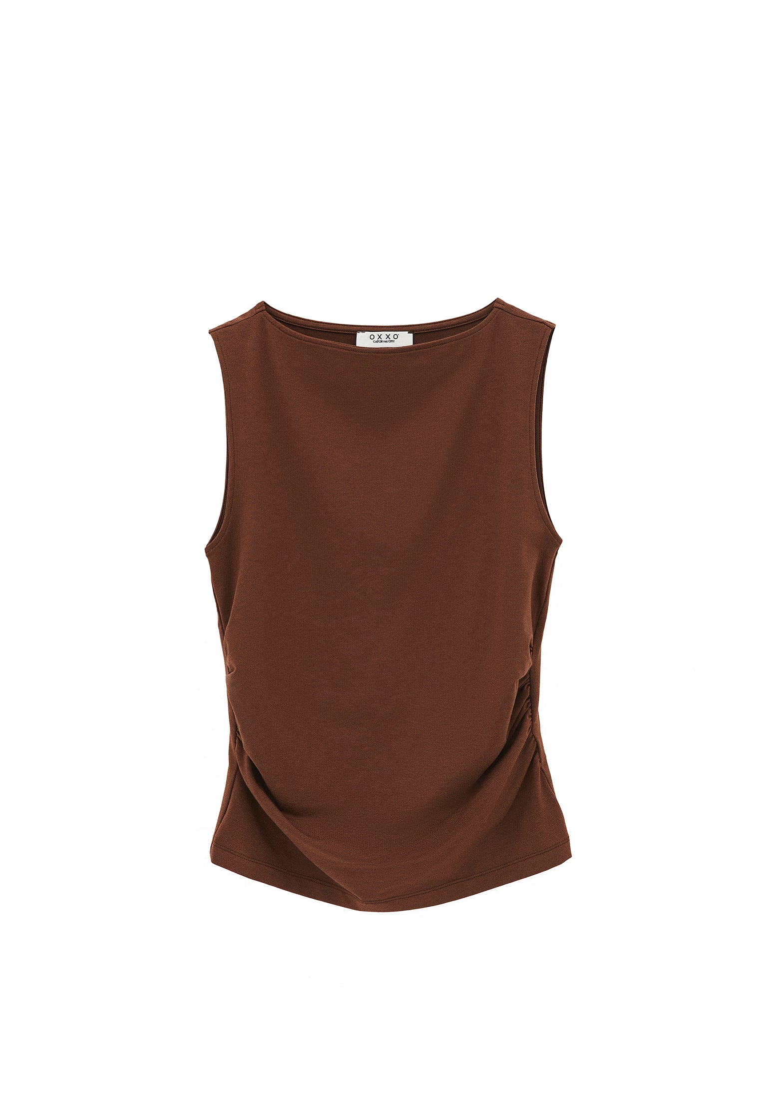 Boat Neck Bodycon Tank Top - FONDUE FUDGE