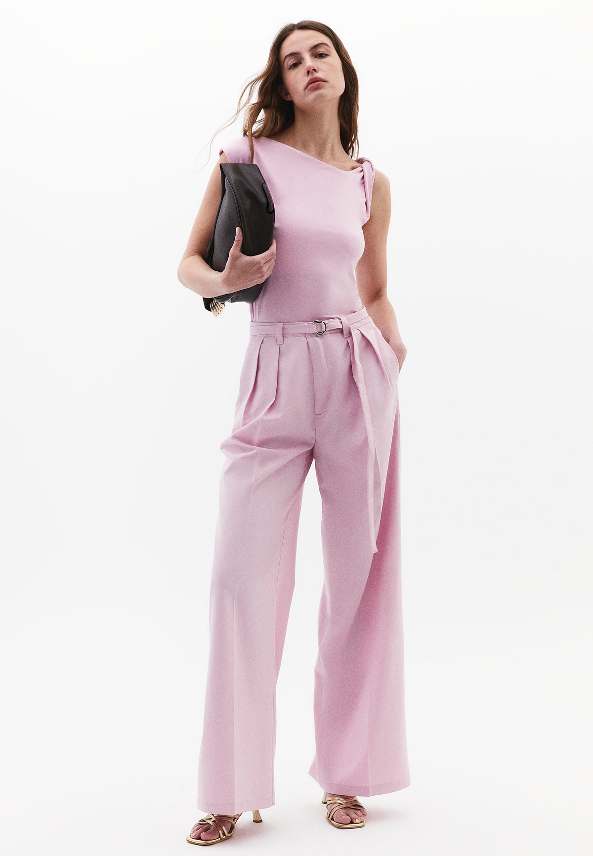 High Waist Wide Leg Pants - FRAGRANT LILAC