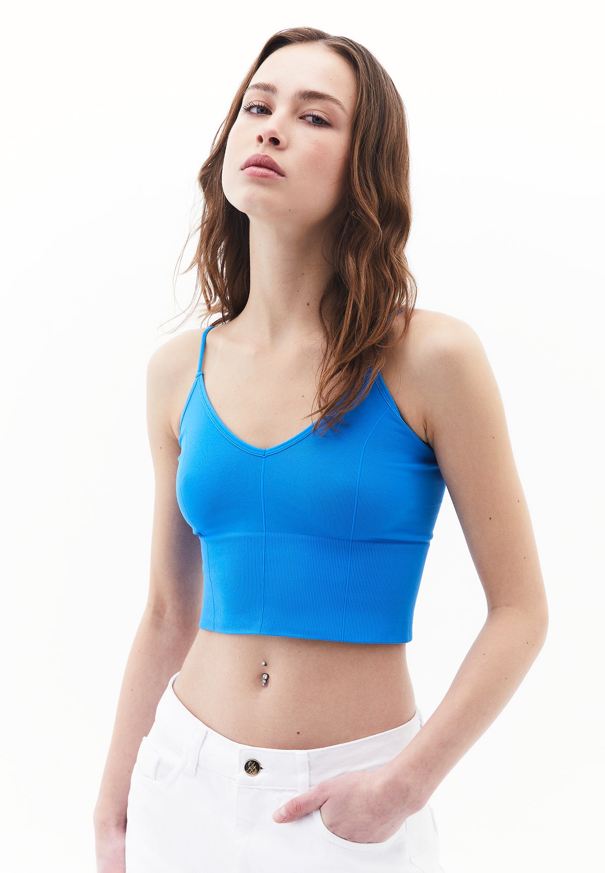 V Neck Tank Top - FRENCH BLUE