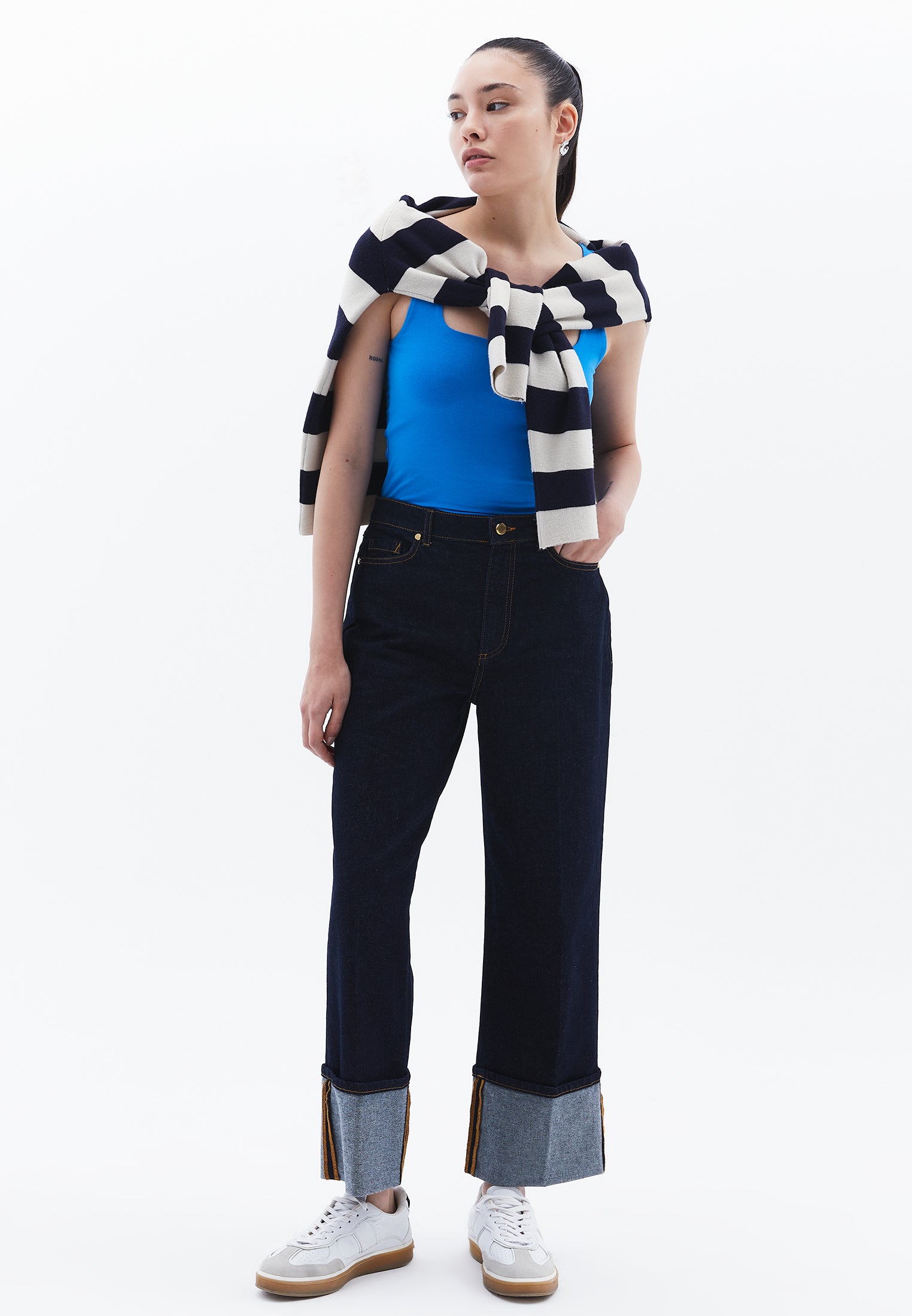 Square Neck Tank Top - FRENCH BLUE