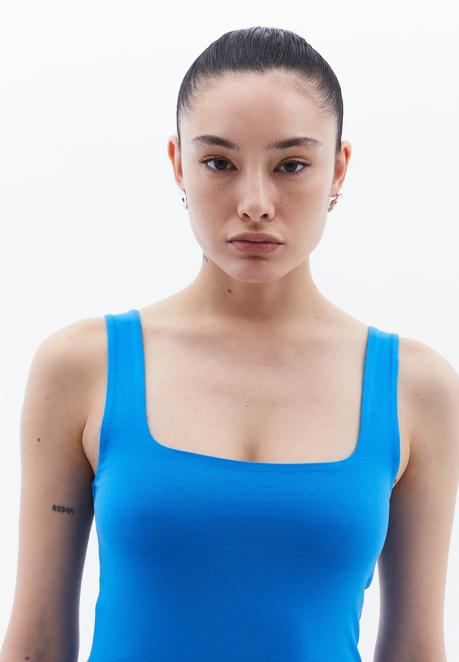Square Neck Tank Top - FRENCH BLUE