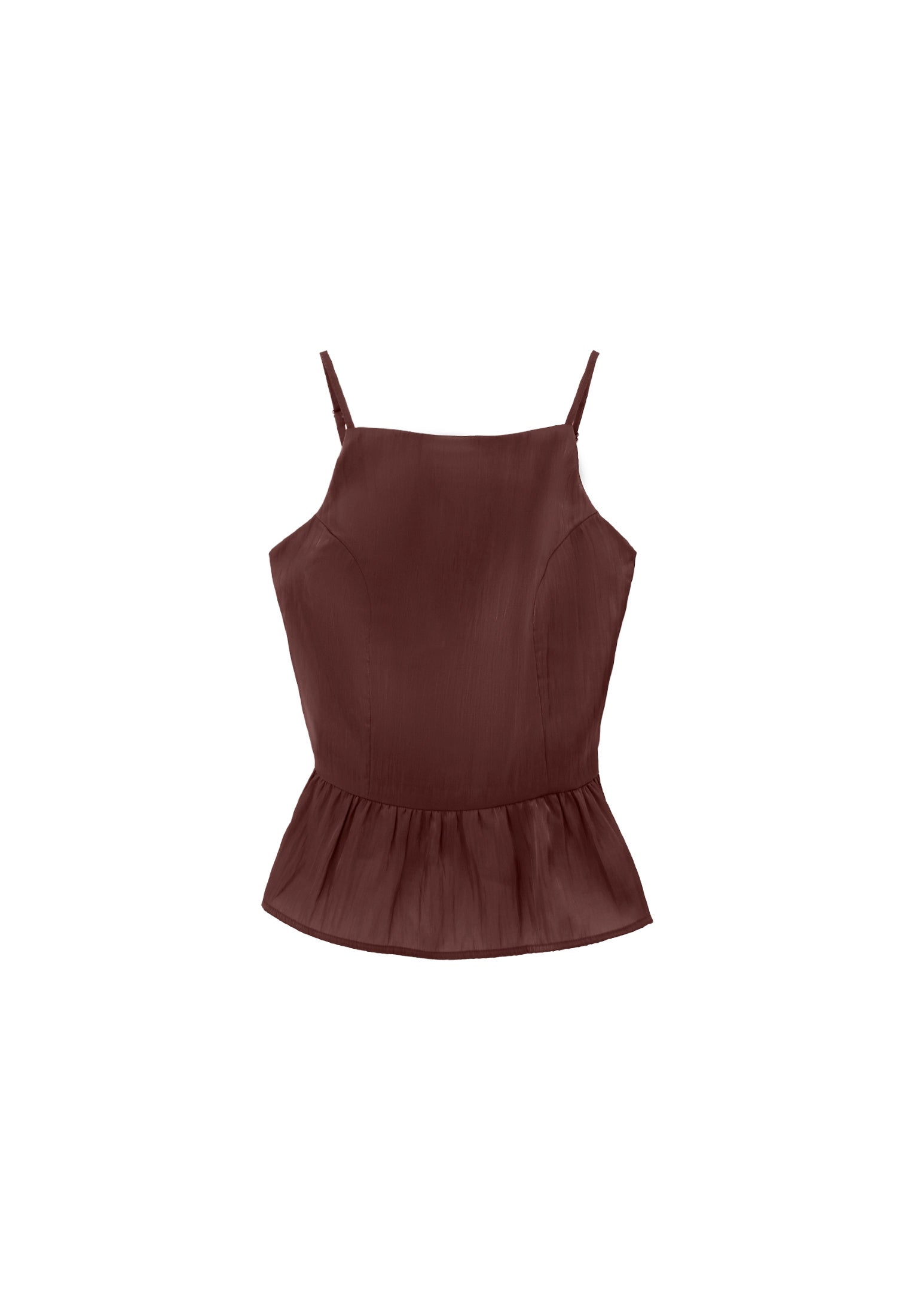 Sleeveless Frilled Boat Neck Tank Top - FRENCH ROAST