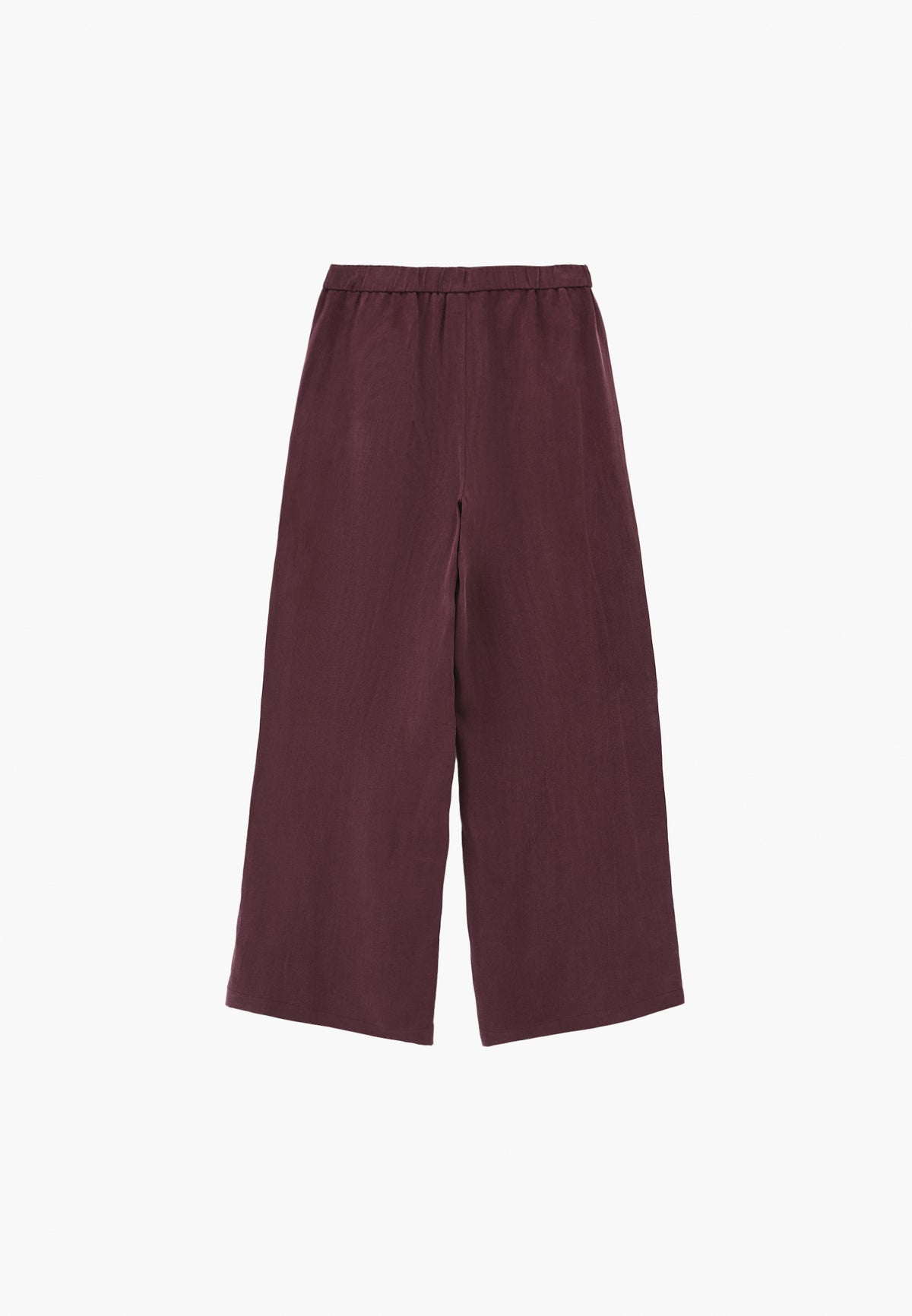 Wide Leg High Waist Buttoned Pants - Burgundy