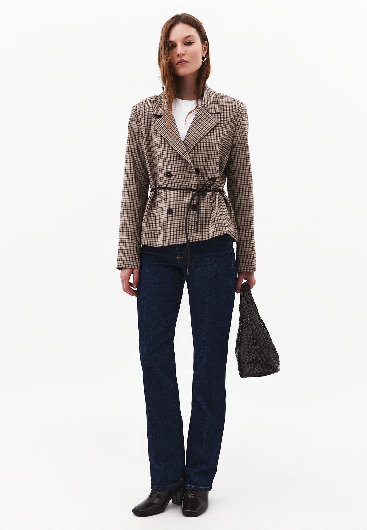 Standard Blazer Jacket with Belt Detail - Mix Color
