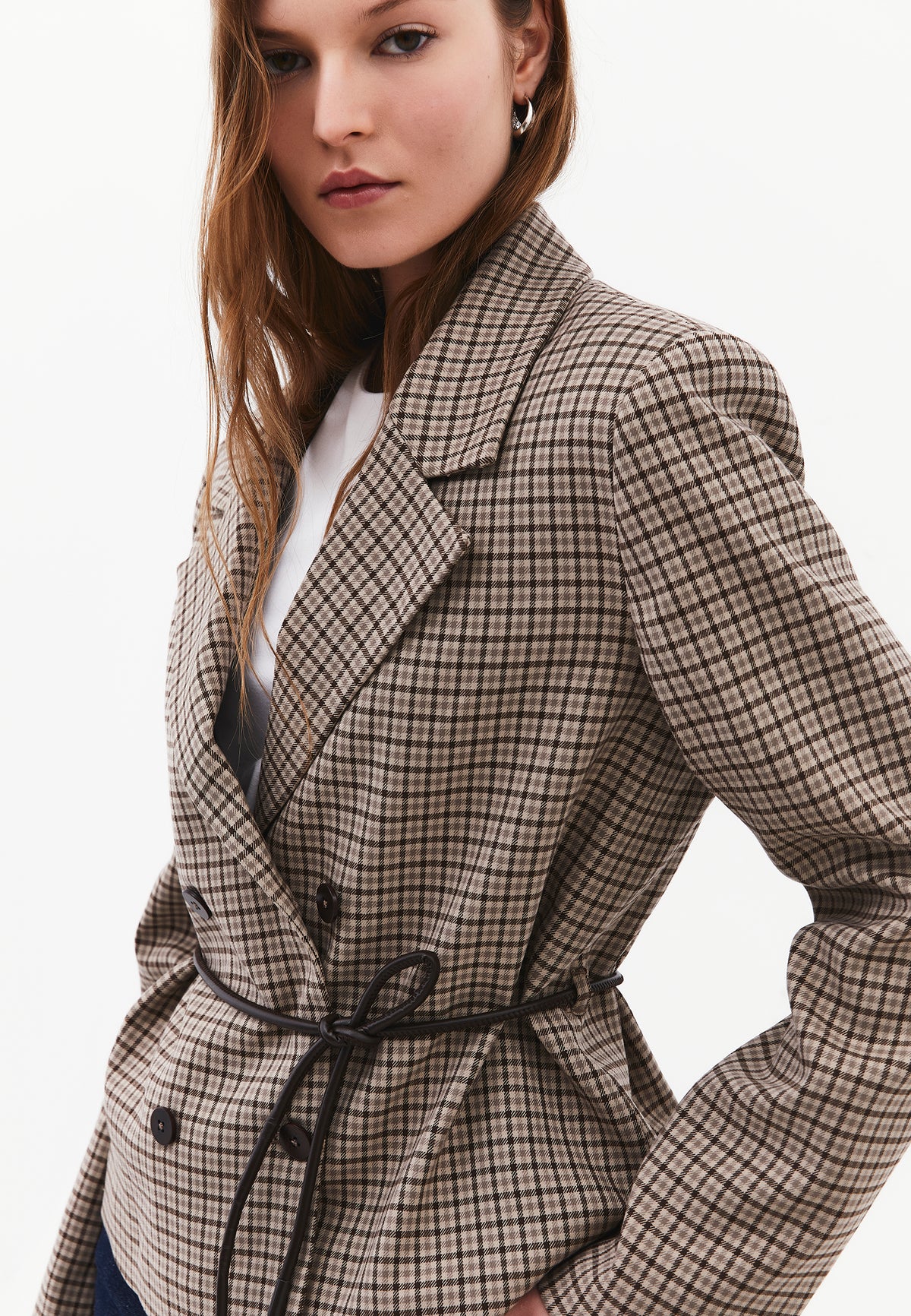 Standard Blazer Jacket with Belt Detail - Mix Color