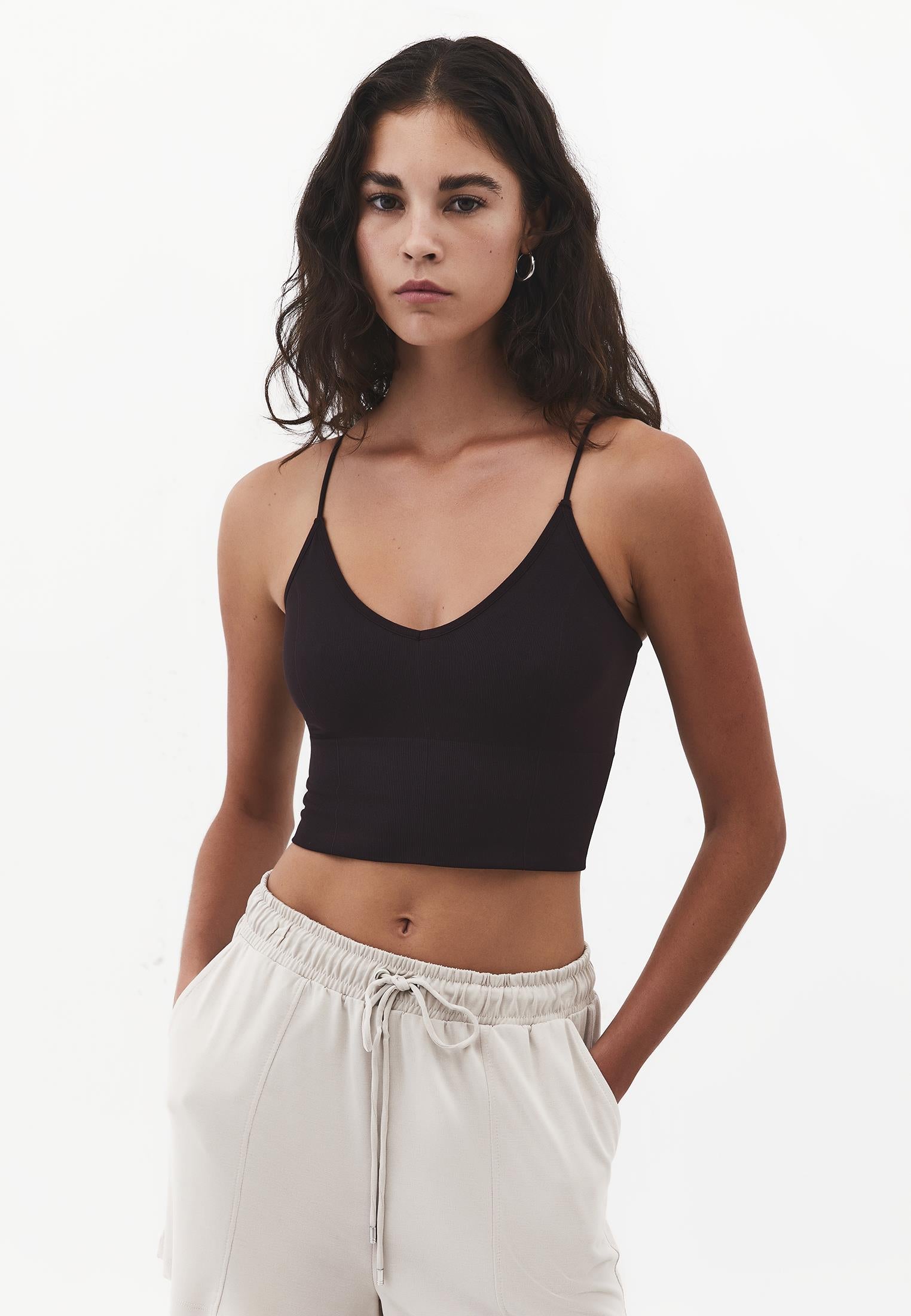 V-Neck Cropped Top - GANACHE