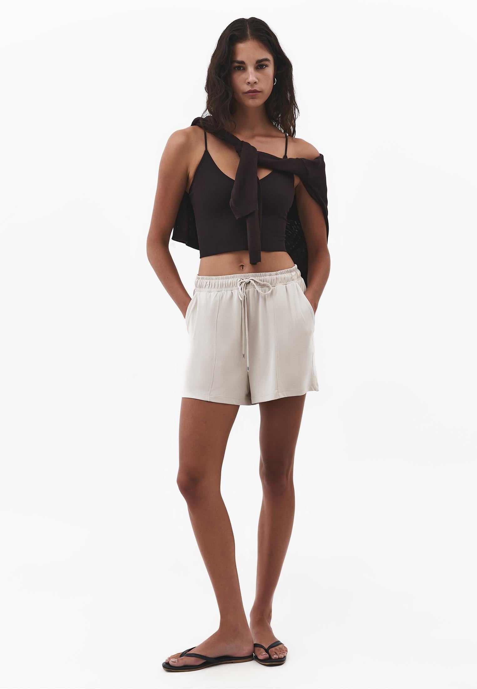 V-Neck Cropped Top - GANACHE