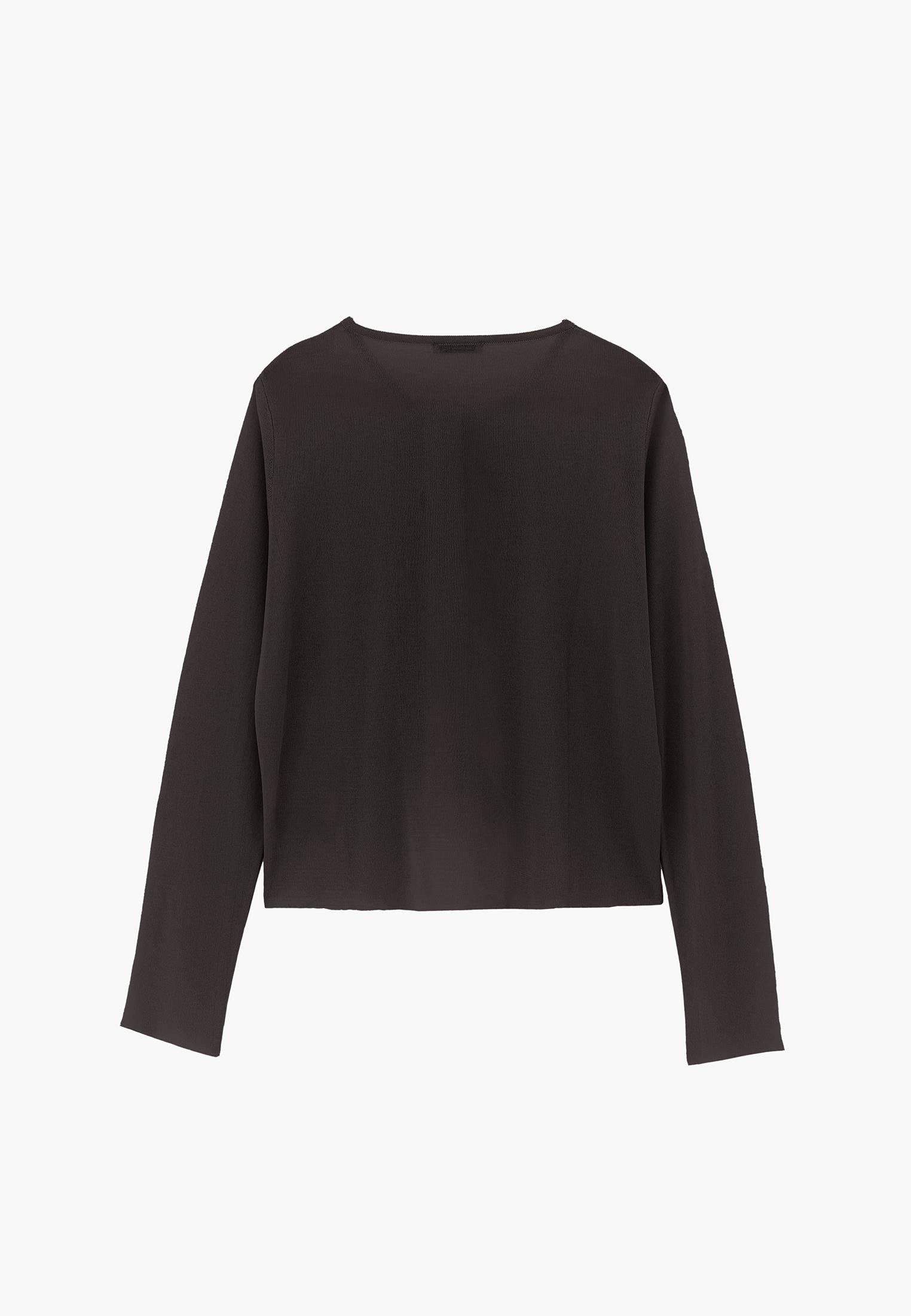 Tie Neckline Cardigan With Crew Neck - GANACHE