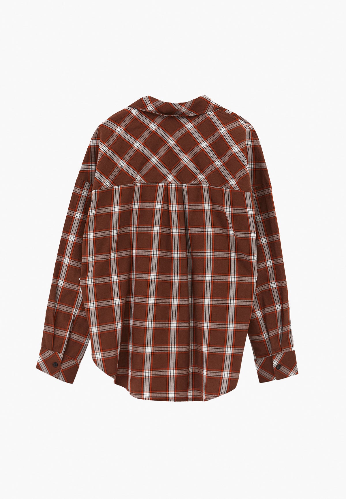 Oversized Long Sleeve Shirt with Pocket Detail - GOLD FLAME CHECK