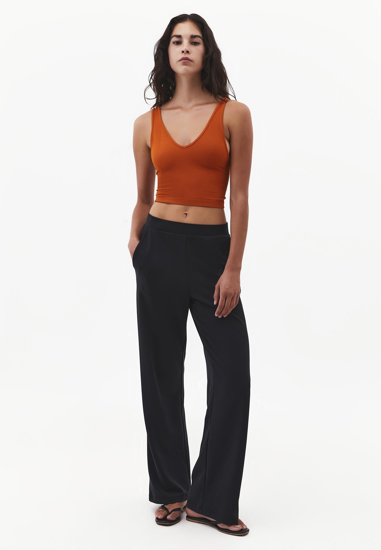V Neck Bodycon Top - GOLD FLAME